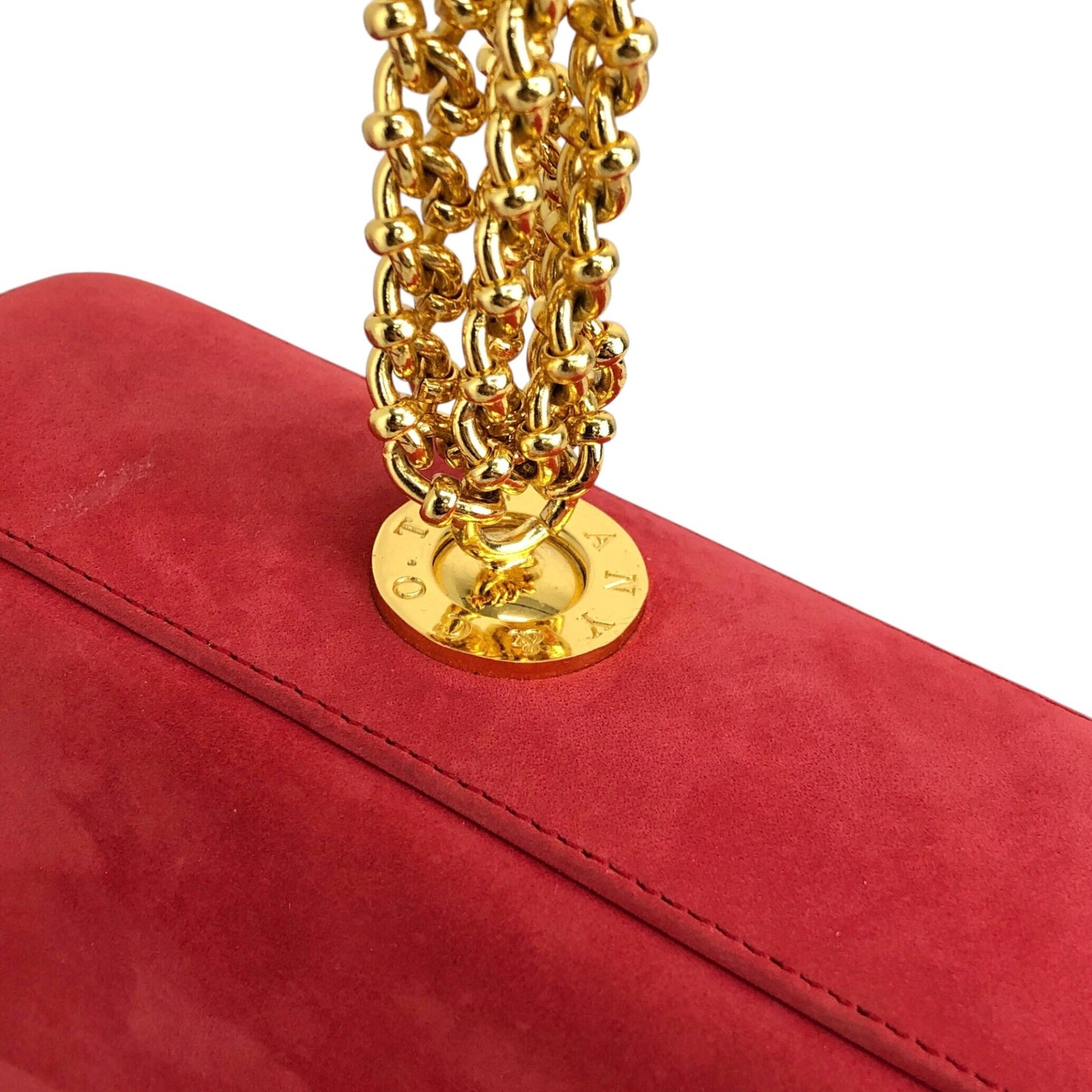 Tiffany & Co. Logo Small Chain Handbag Red Vintage gphne8