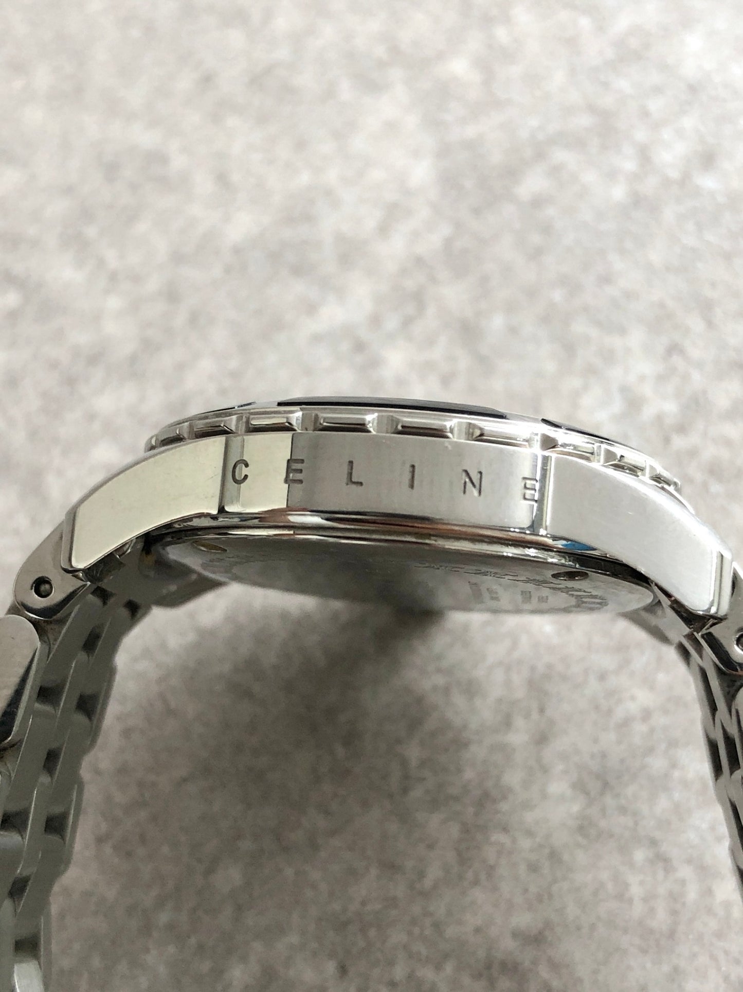 CELINE Blason Quartz Watch Silver×Black Vintage kdm68r