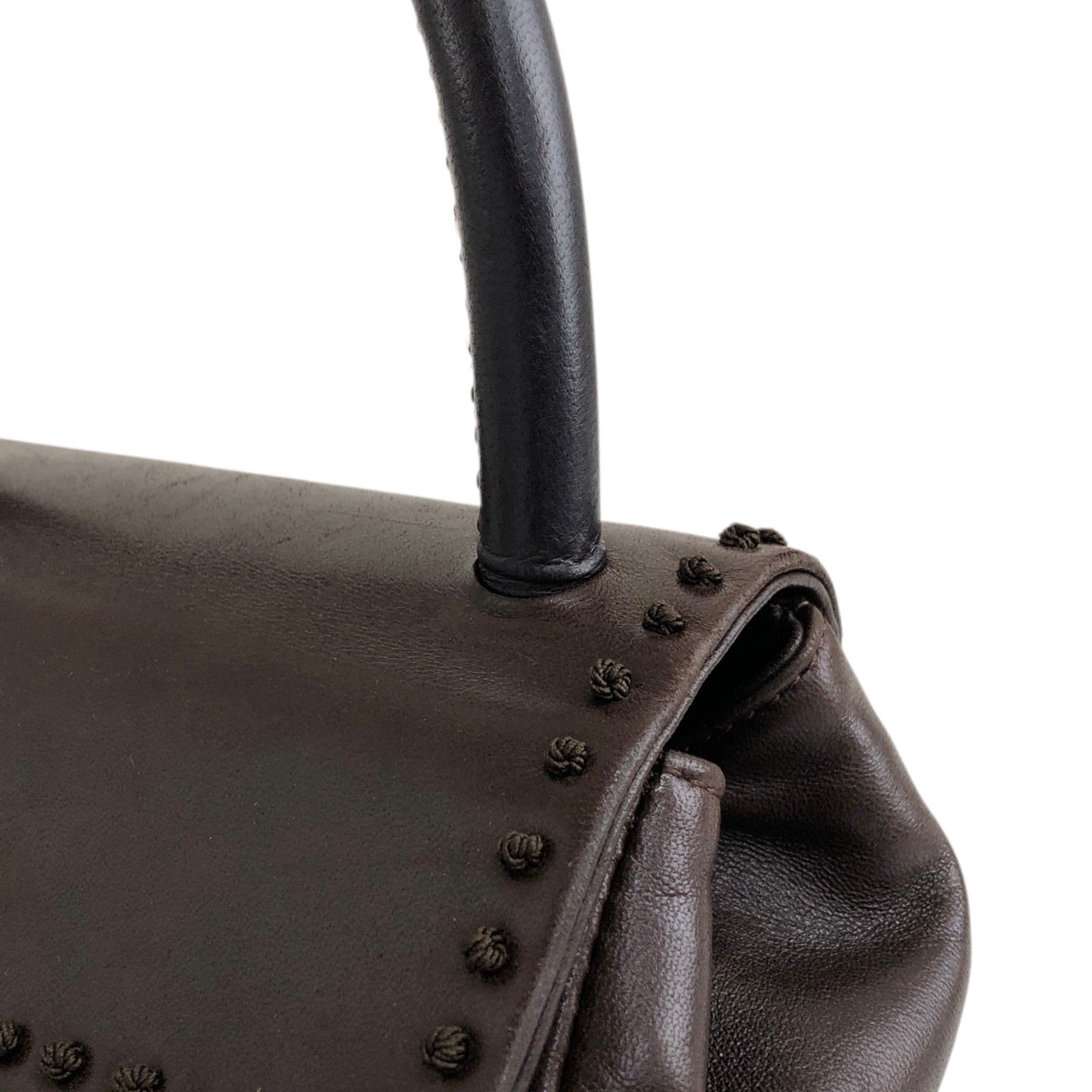 PRADA Logo Embossed Small Handbag Brown Vintage 5zhkhc