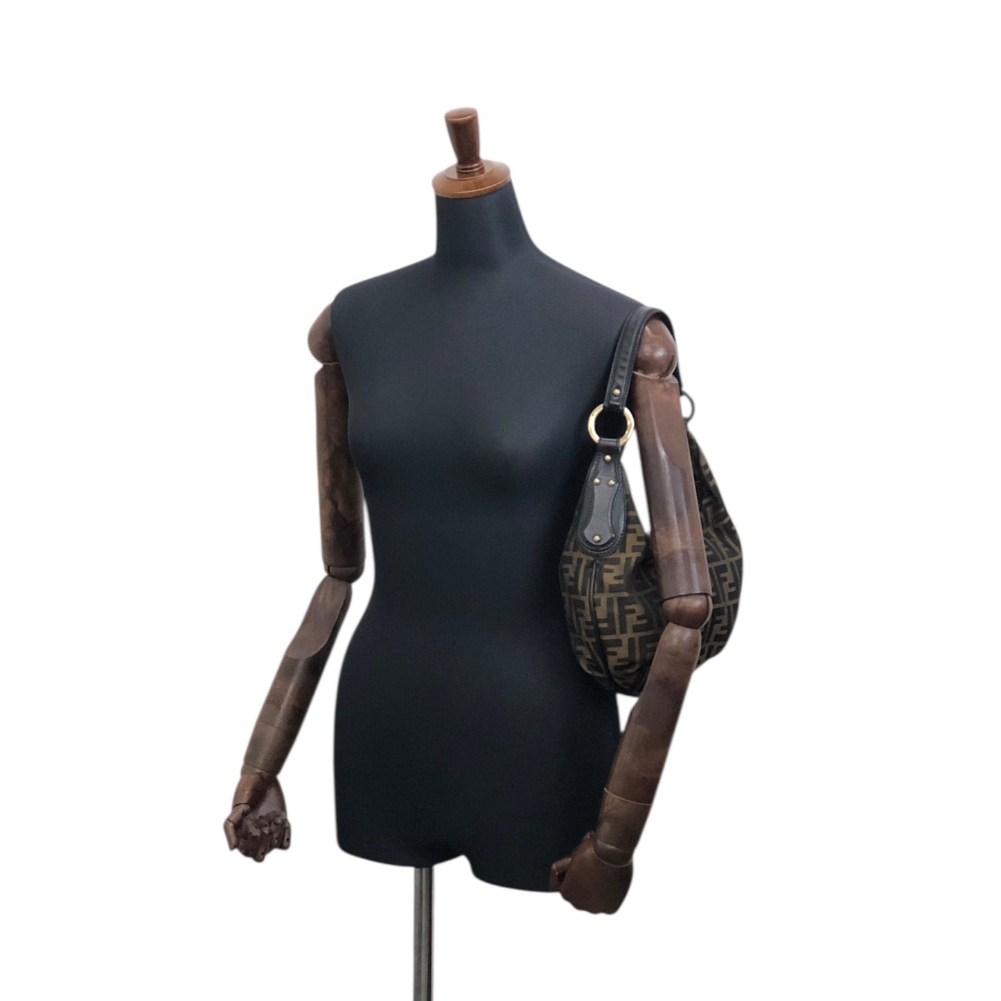 FENDI Zucca Shoulder bag Hobobag Brown Vintage rtpgp3