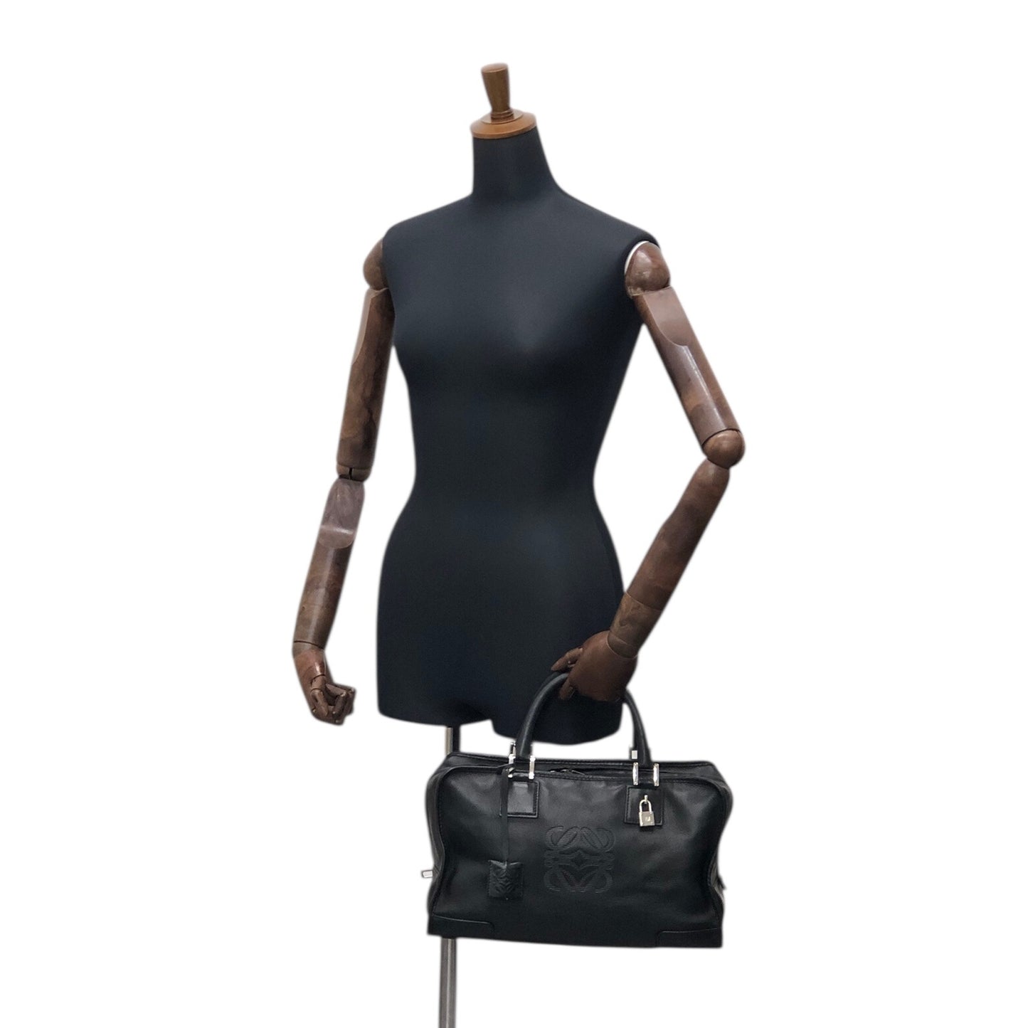 LOEWE Amazona28 Anagram Handbag Boston bag Black Vintage z3tif8