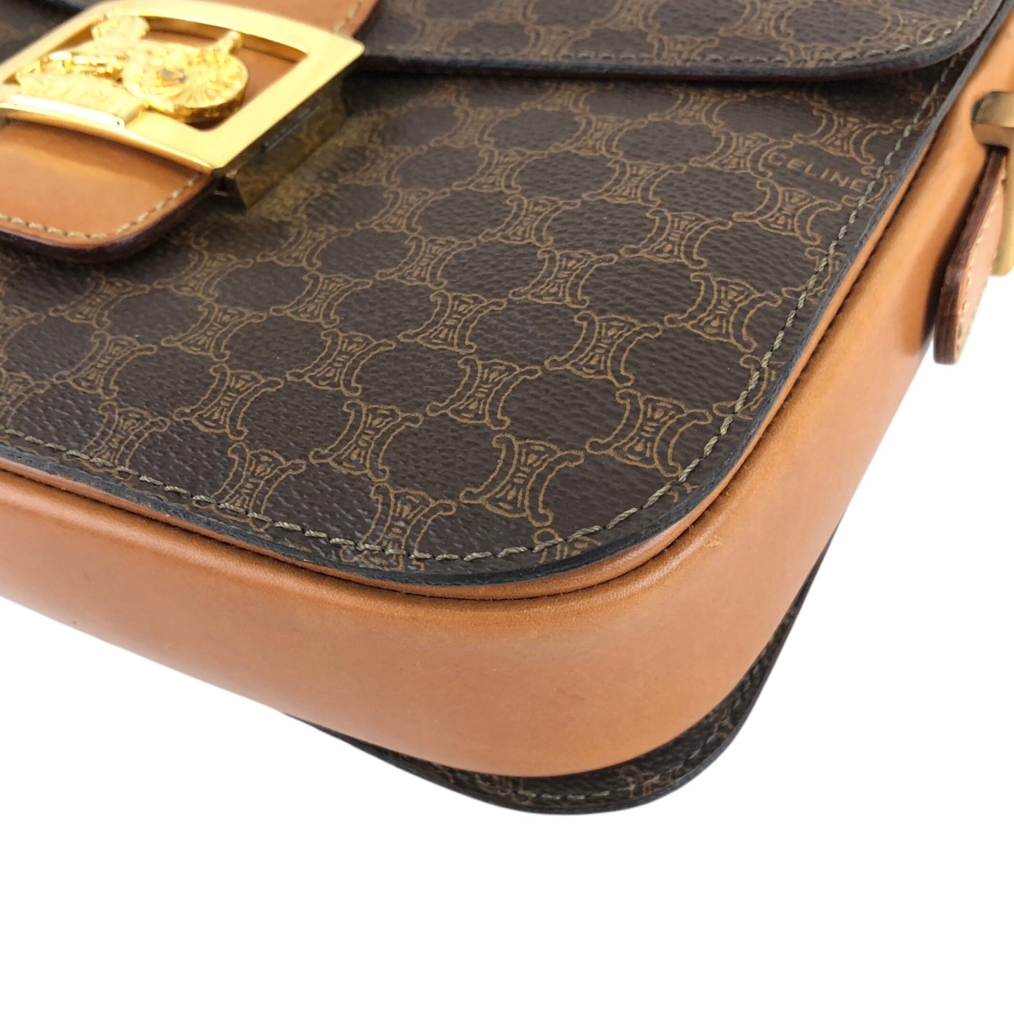 CELINE Macadam Horse Carriage Shoulder bag Brown Vintage dccdnx
