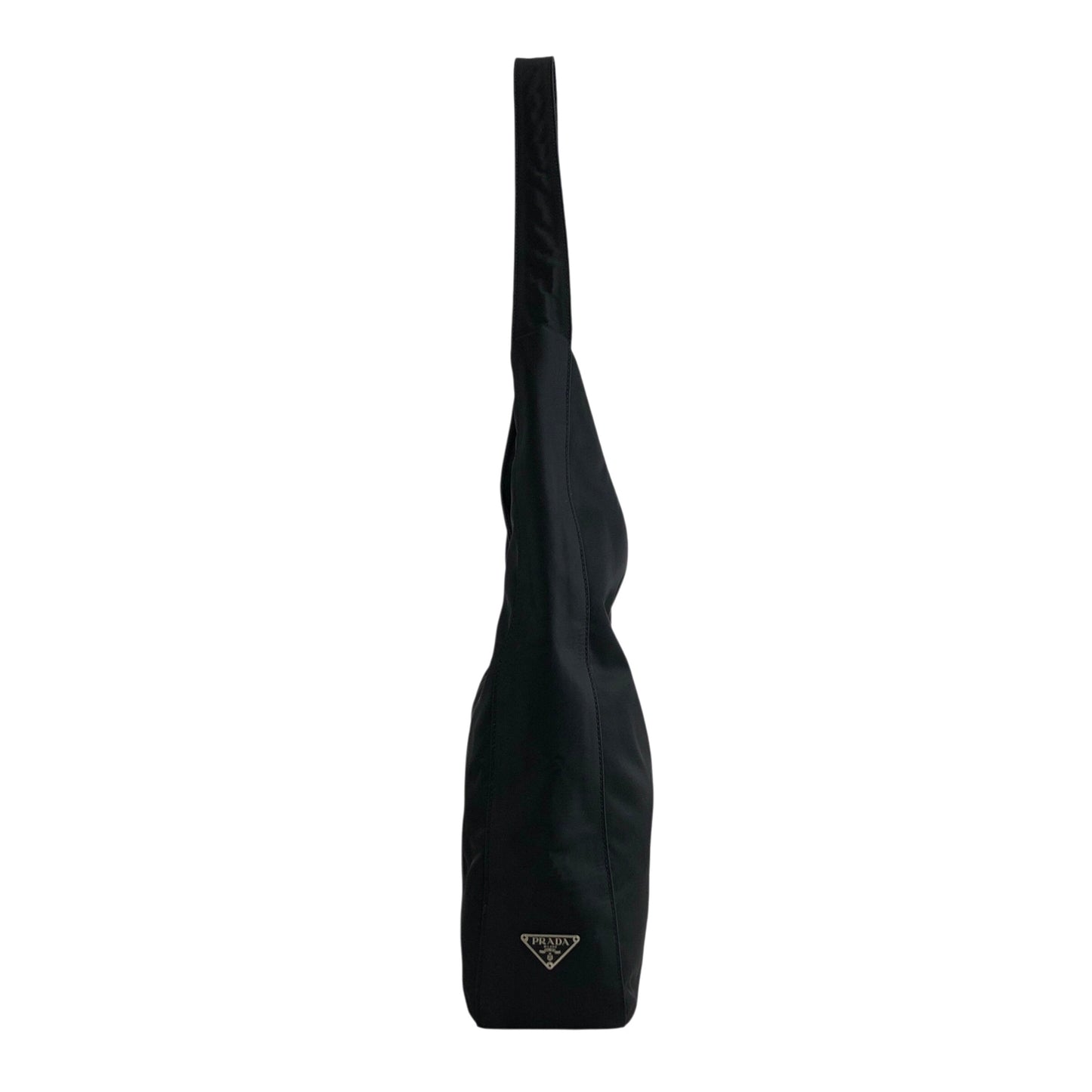 PRADA Triangle Logo Shoulder bag Hobobag Black Vintage gjymbt