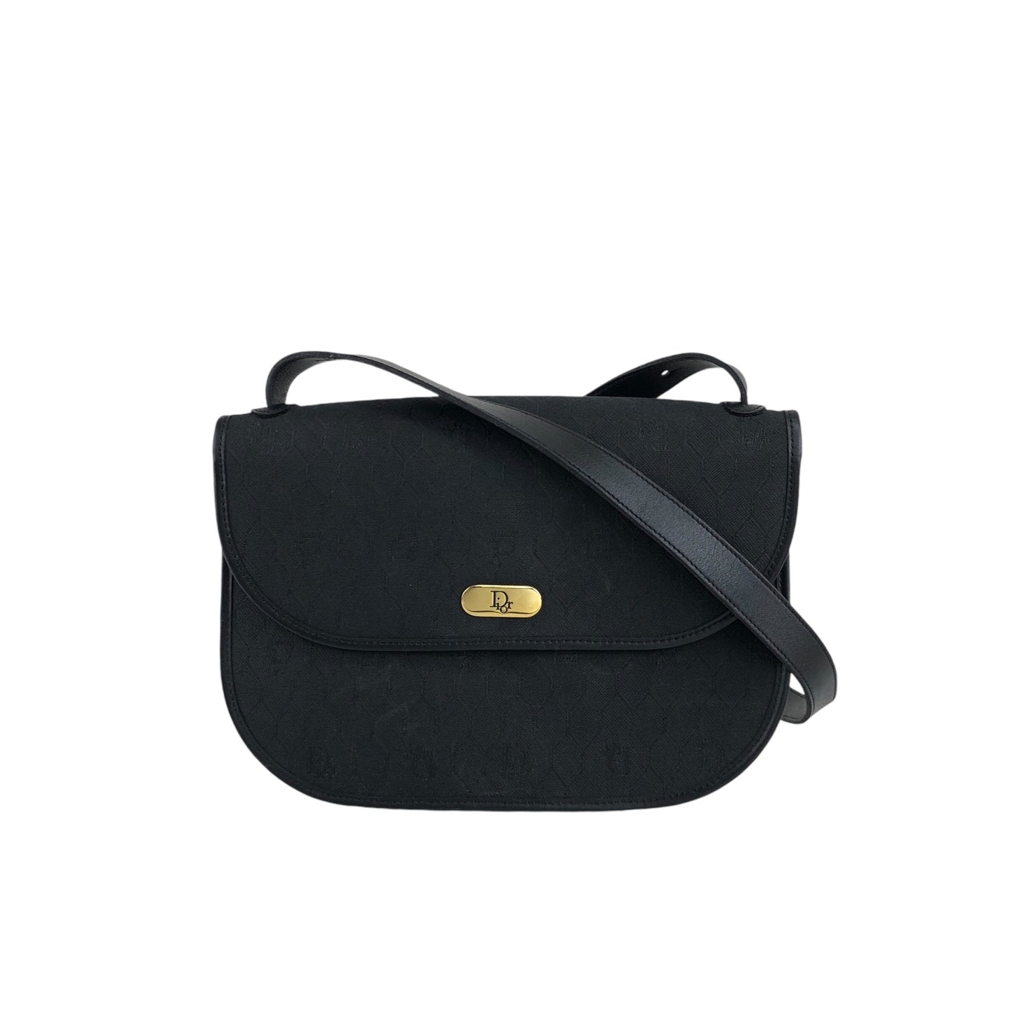 Christian Dior Honeycomb Pattern Logo Shoulder bag Black Vintage 5dub73
