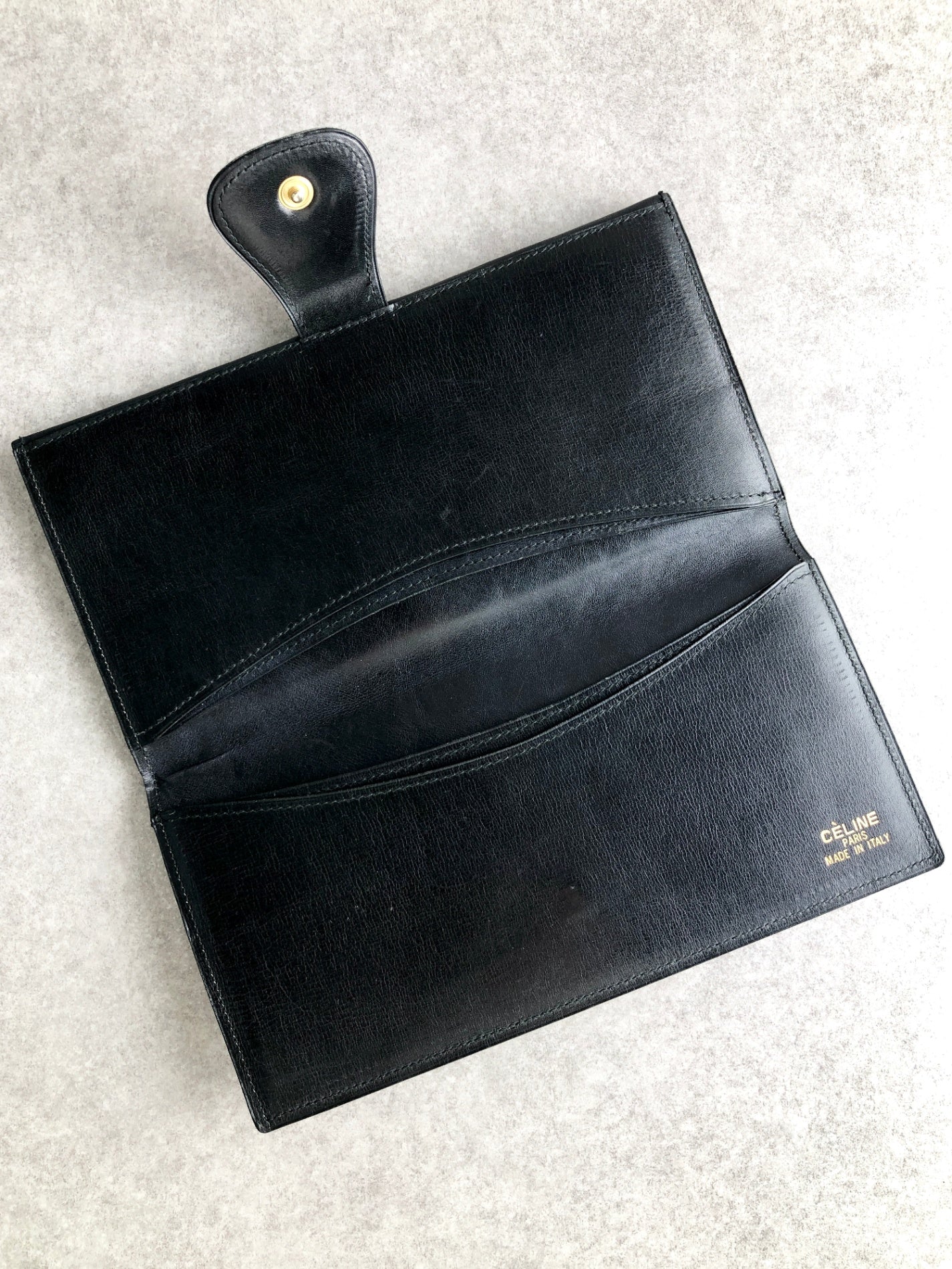CELINE Horse Carriage Long Wallet Black Vintage 7pfnxt
