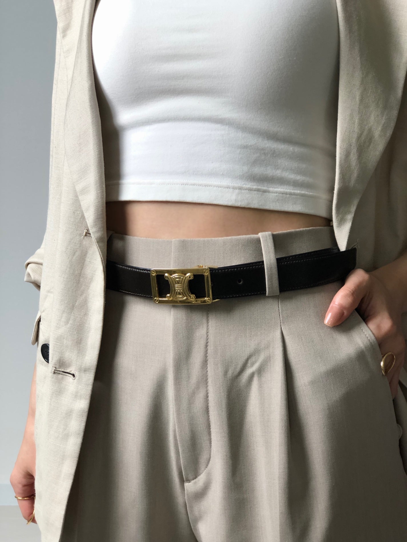 CELINE Blason 腰帶 黑色 復古 vxvkkh
