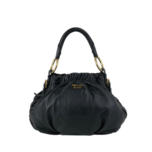 PRADA Logo Shoulder bag Hobobag Black Vintage ay6whk