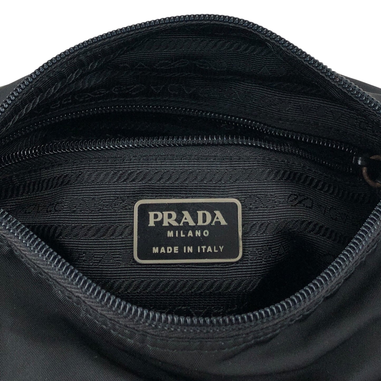 PRADA Tessuto Triangle Logo Front Buckle Shoulder bag Black Vintage g8uwx8