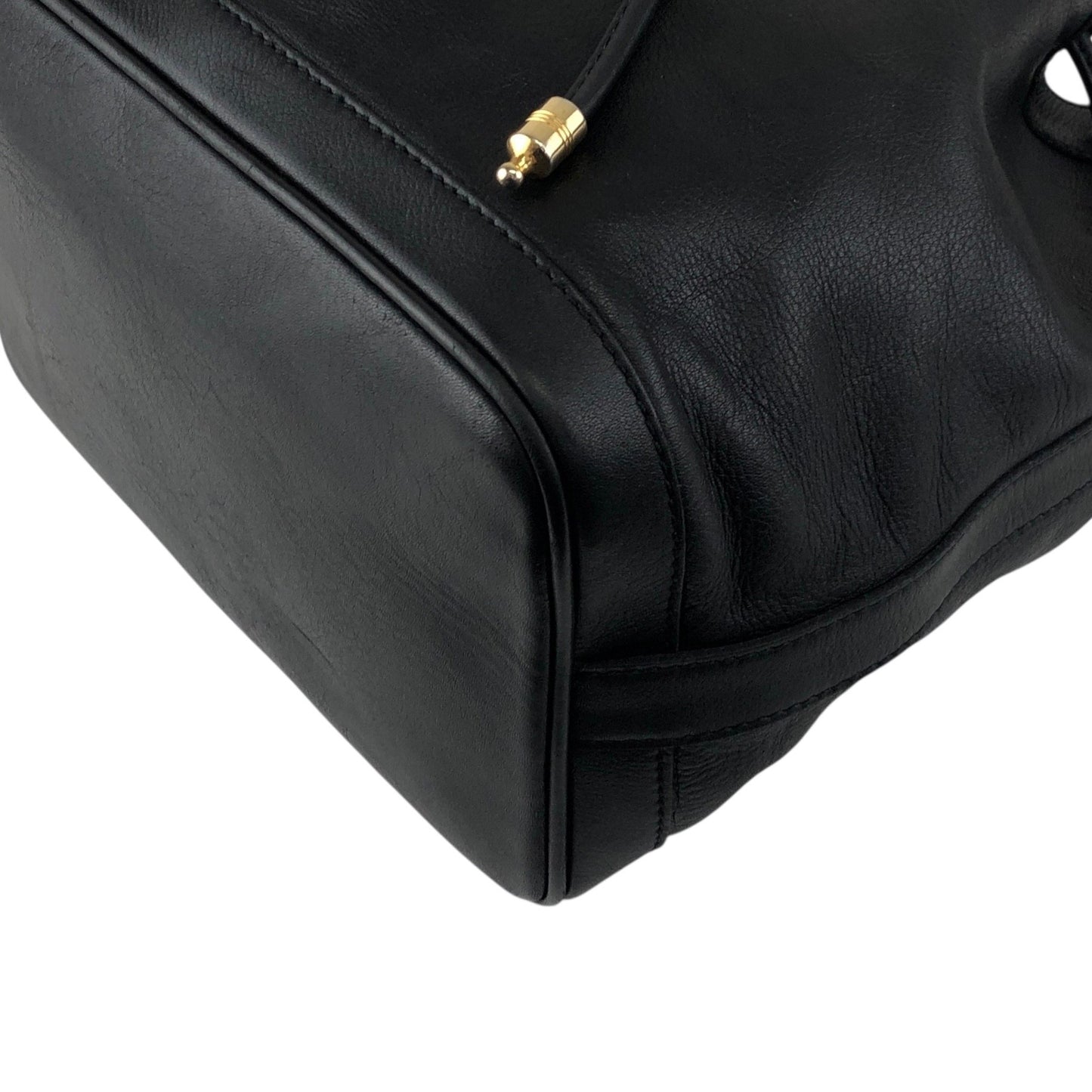 CELINE Blason Gancini Drawstring Shoulder bag Black Vintage 3zj4mf