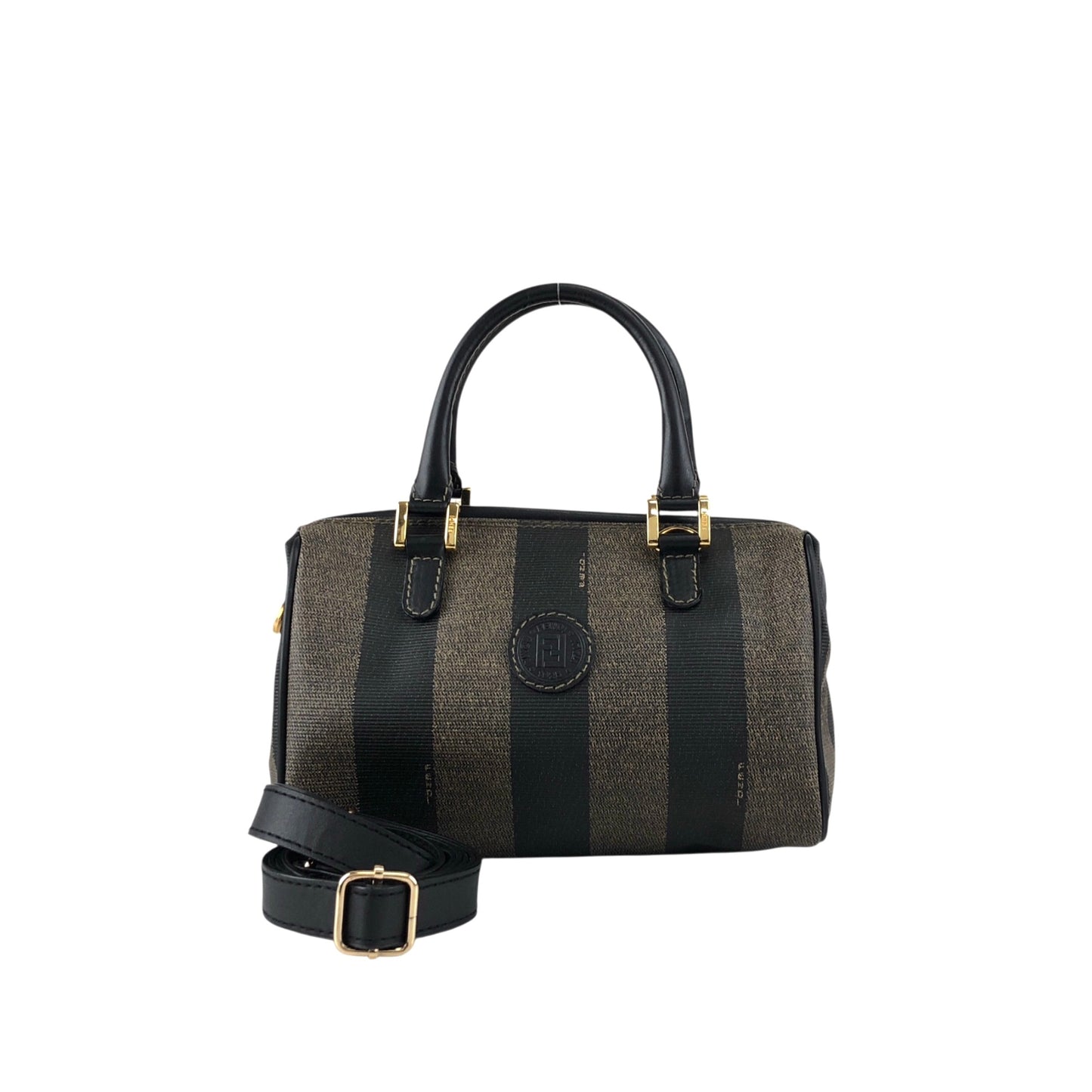 FENDI Logo Two-way Small Boston bag Shoulder bag Black Vintage 873tng