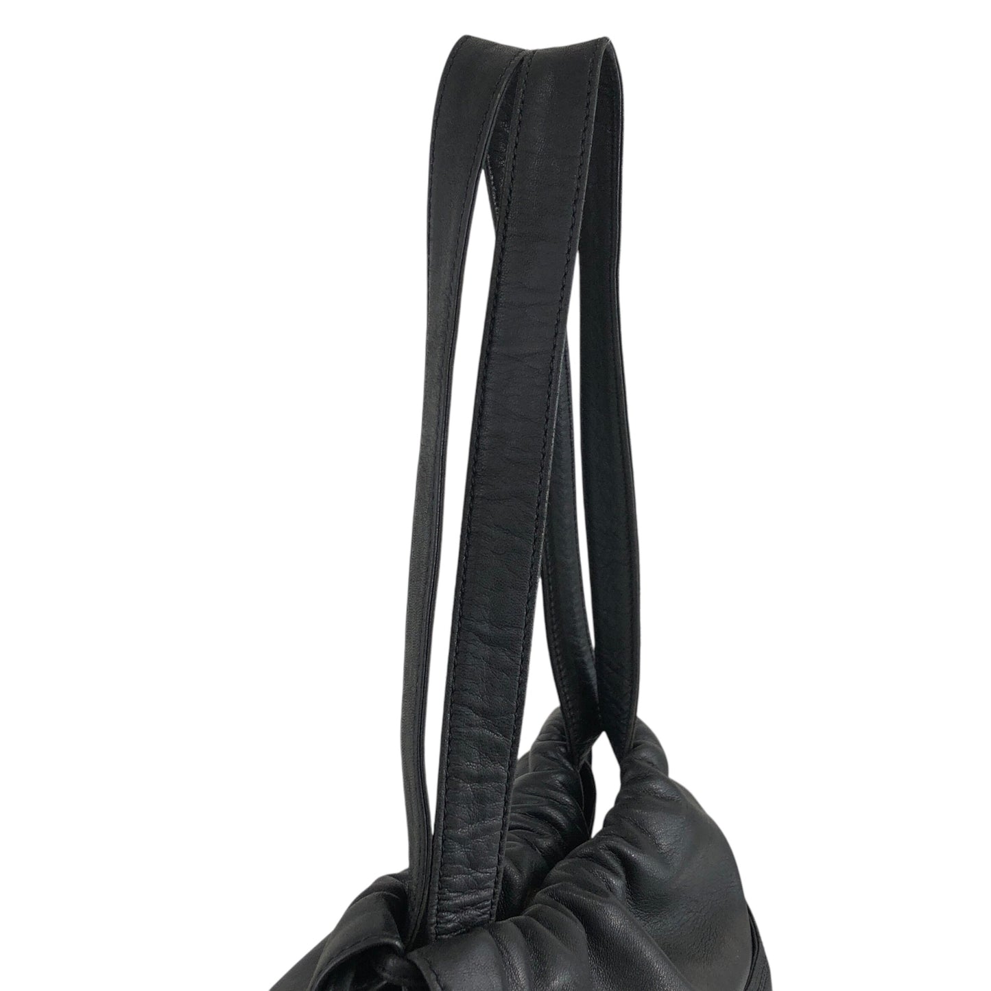 LOEWE Anagram Drawstring Handbag Black Vintage nggky5