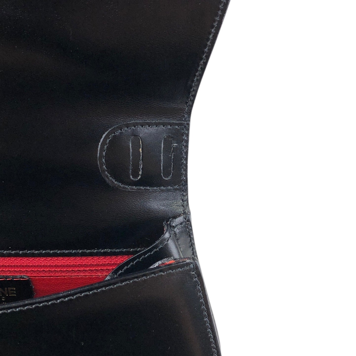 CELINE Front Buckle Two-way Handbag Shoulder bag Black Vintage htie7e