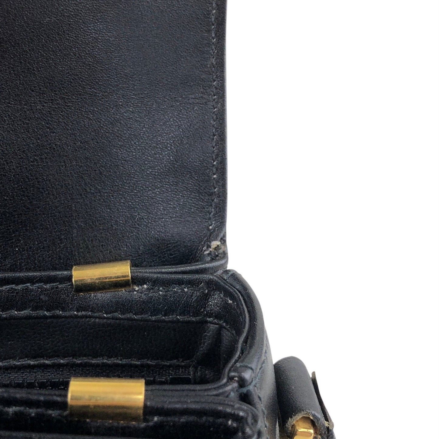 CELINE Blason Front Buckle Shoulder bag Black Vintage ery5dr