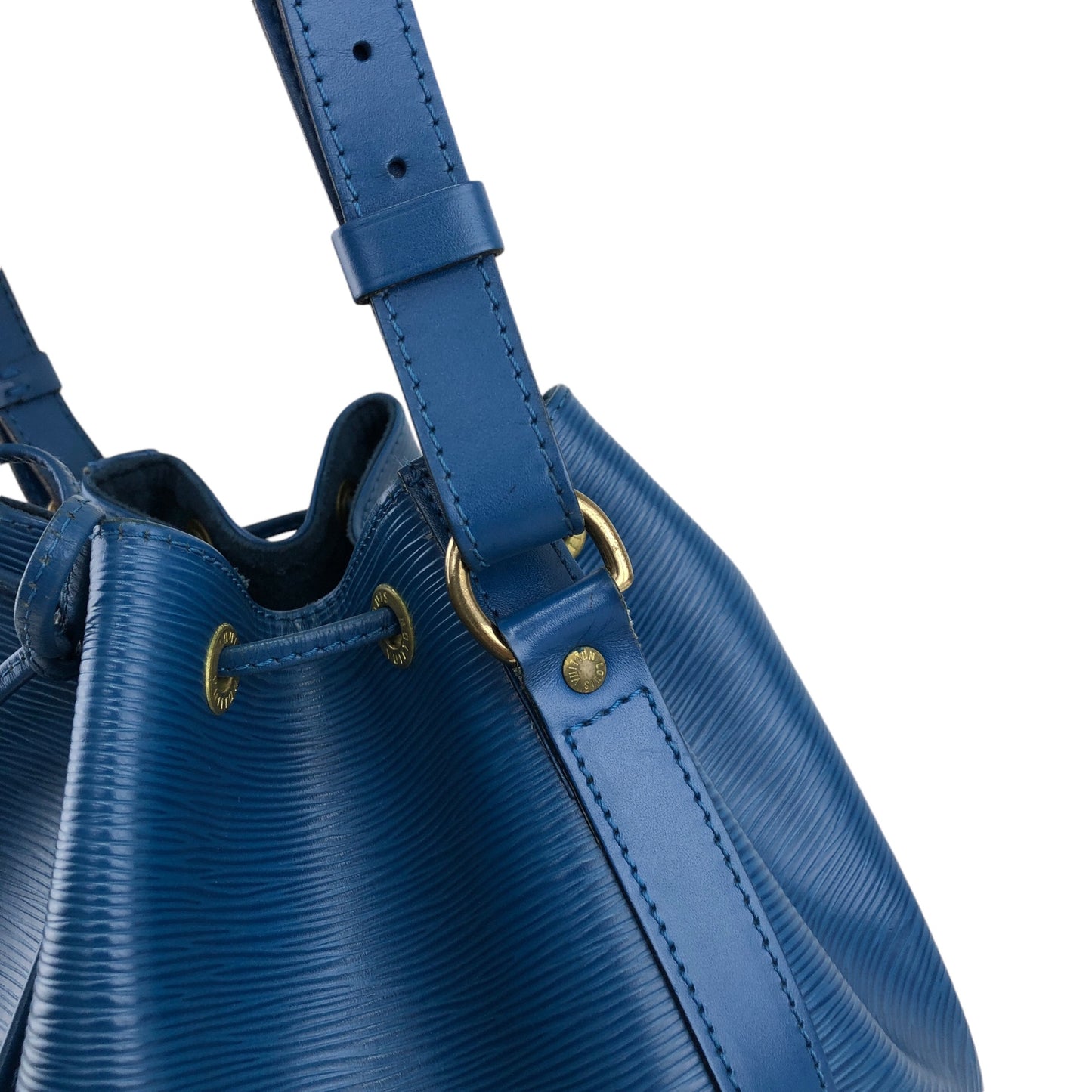 LOUIS VUITTON Epi 抽繩單肩包 藍色 復古 ri8yzu