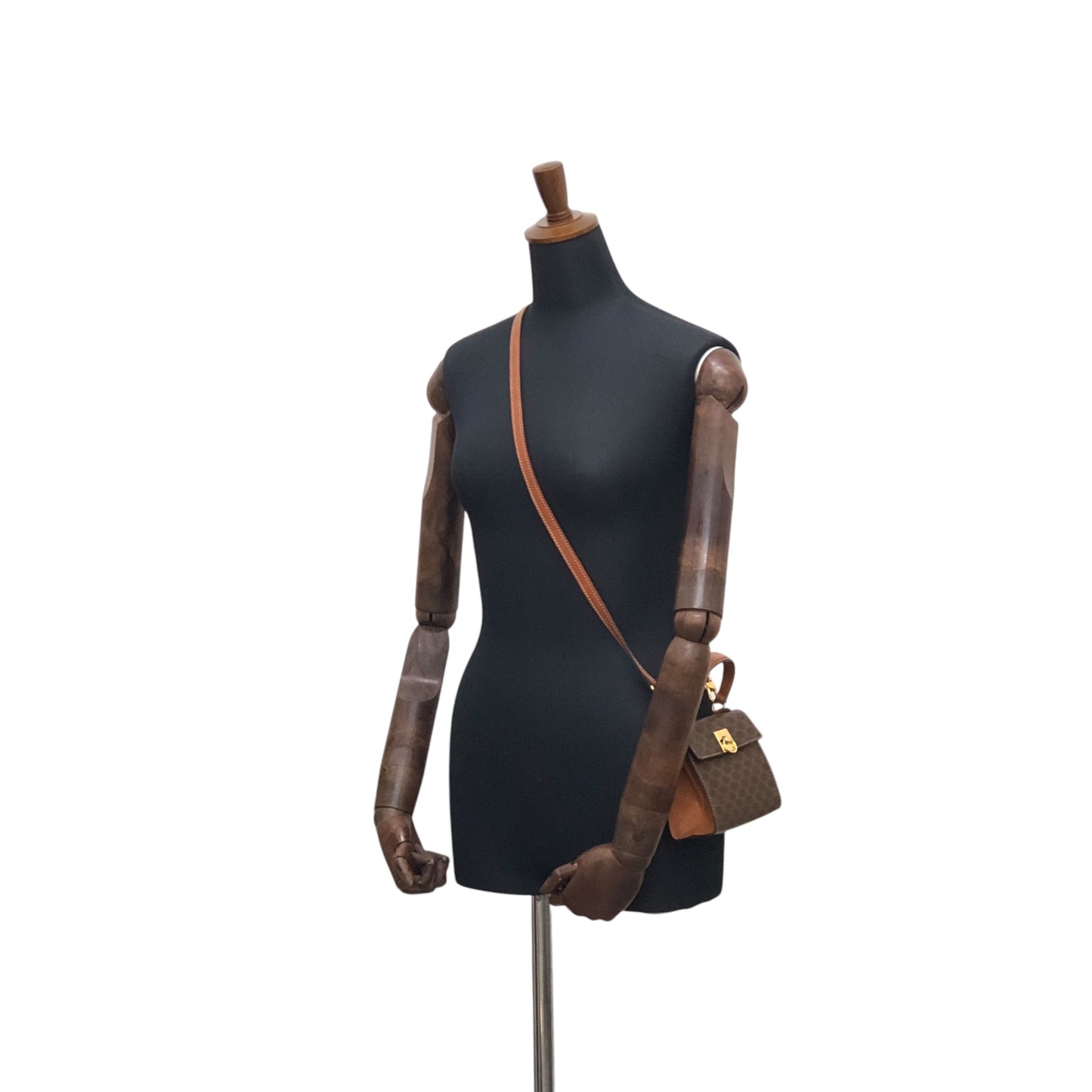 CELINE Macadam Gancini Two-way Small Handbag Shoulder bag Brown Vintage 7xvdb2