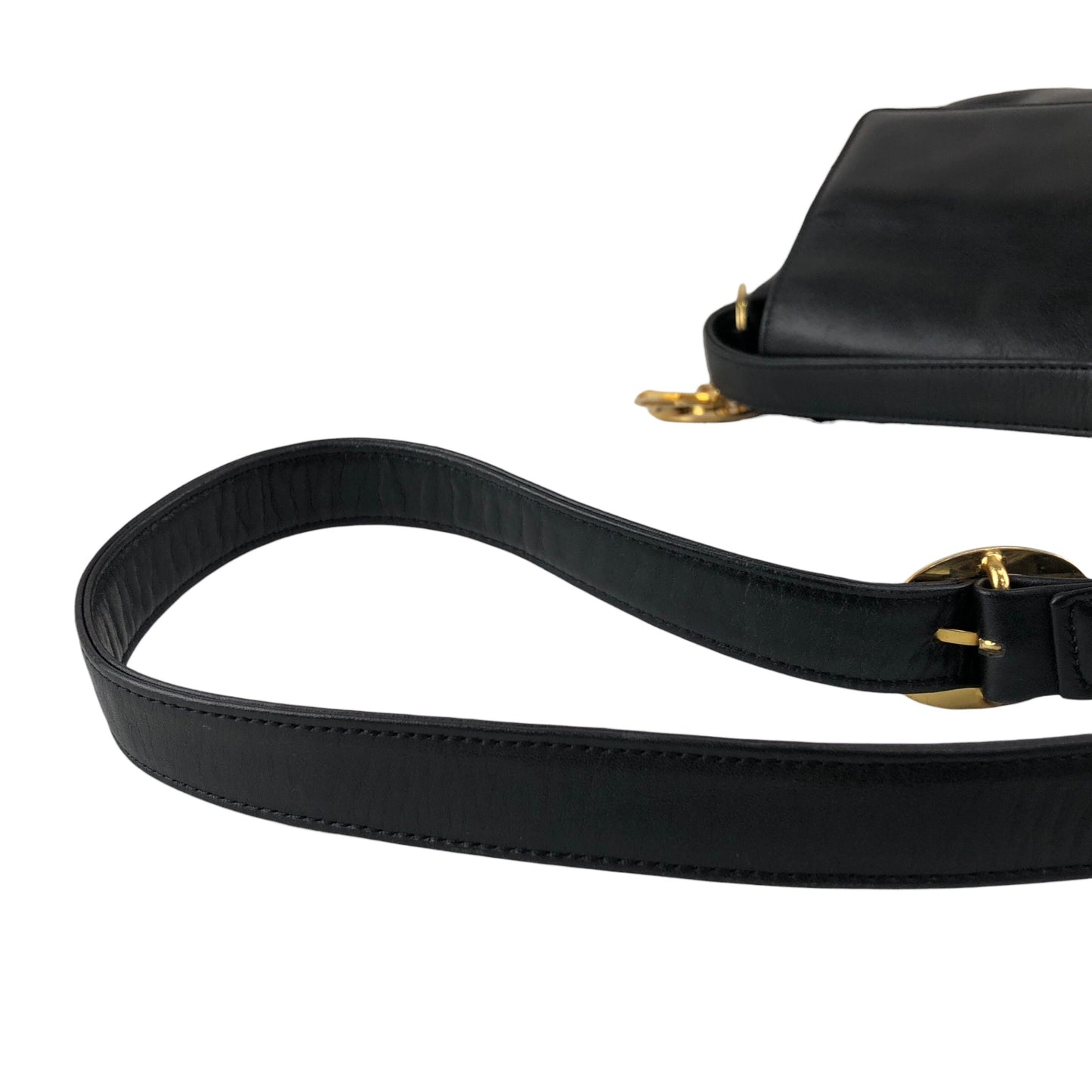 Christian Dior Logo Charm Shoulder bag Black Vintage ssswaj