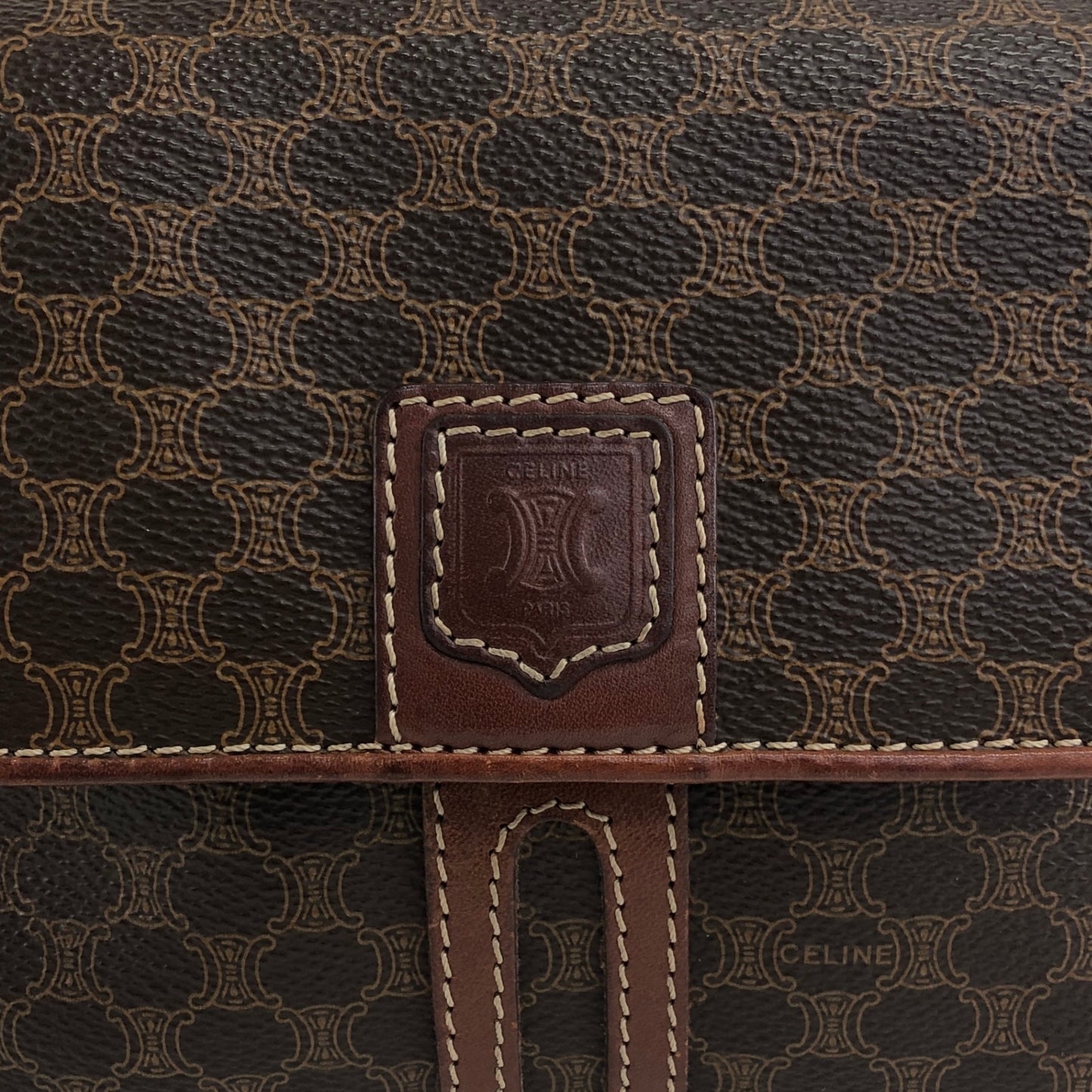 CELINE Macadam Blason Shoulder bag Brown Vintage 2d8taf
