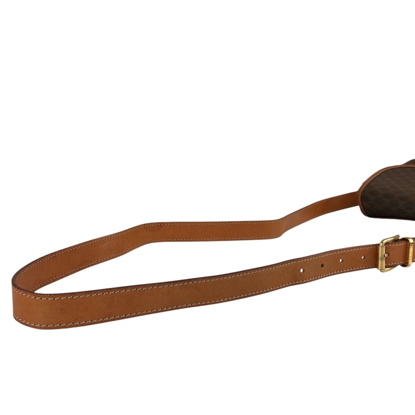CELINE Macadam Front Buckle Shoulder bag Brown Vintage h4fac7