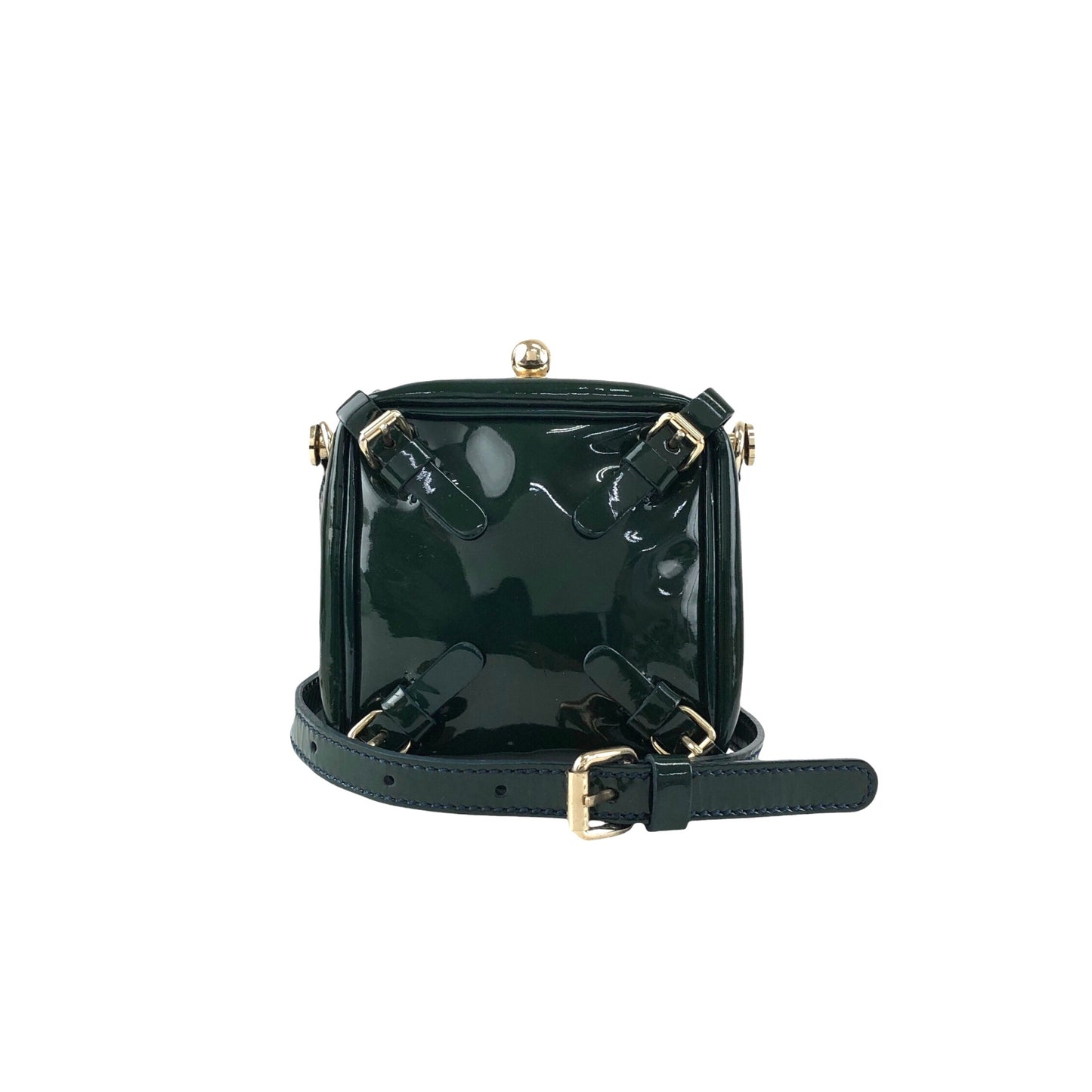 CELINE Metal Clasp Small Shoulder bag Green Vintage jye34i