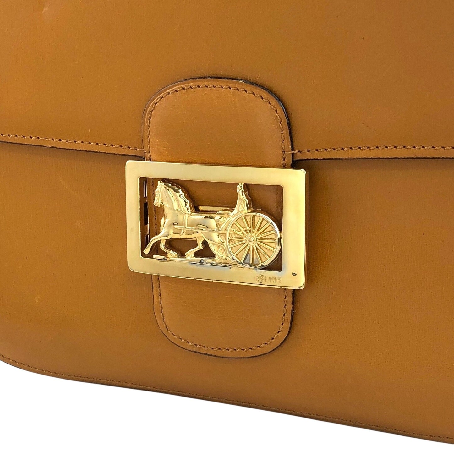 CELINE Horse Carriage Shoulder bag Camel Vintage uv4ggf