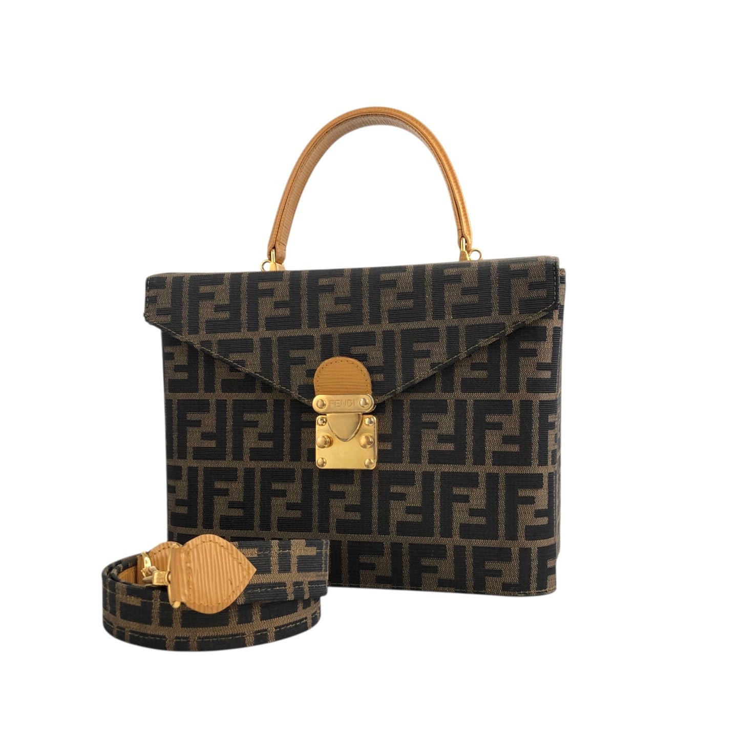 FENDI Zucca 兩用手袋 單肩包 棕色 復古 zxeb84