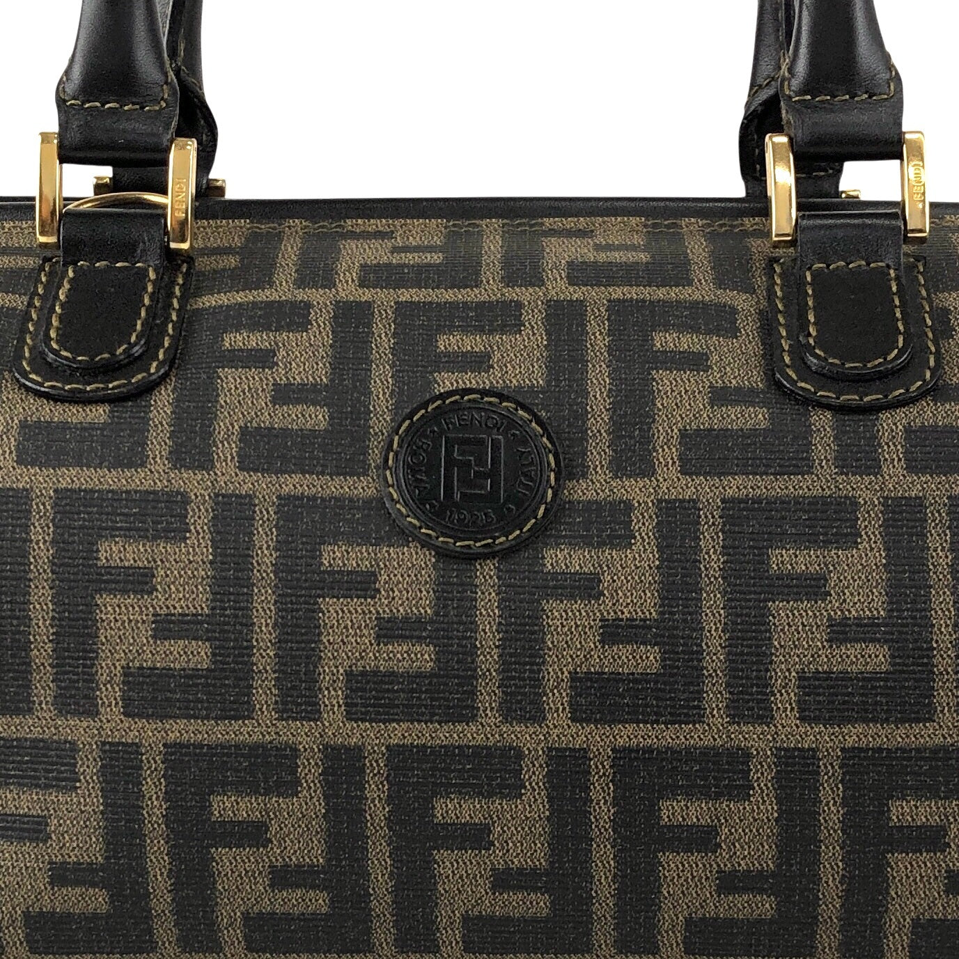 FENDI Zucca Logo Two-way Handbag Shoulder bag Boston bag Black Vintage yh8esb