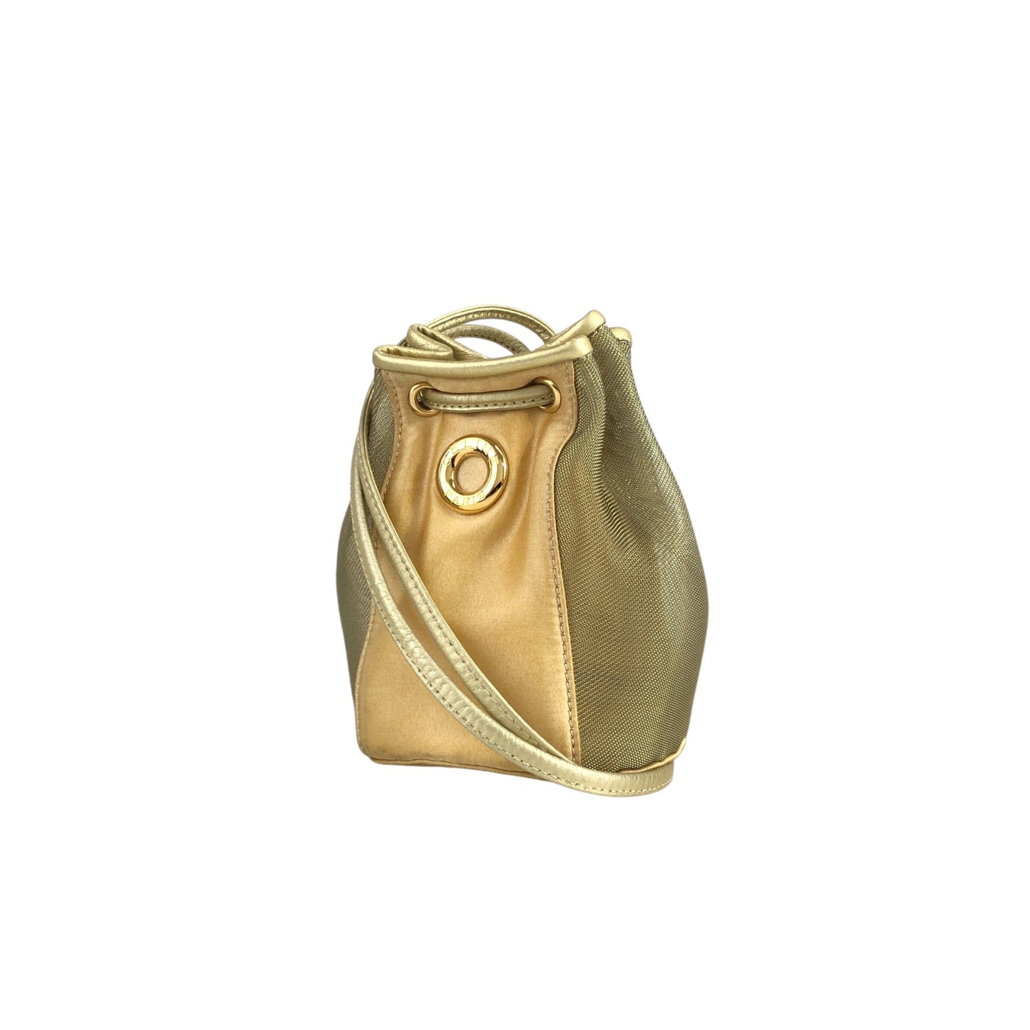 CELINE Circle Logo Drawstring Small Shoulder bag Beige Vintage s6bm4s