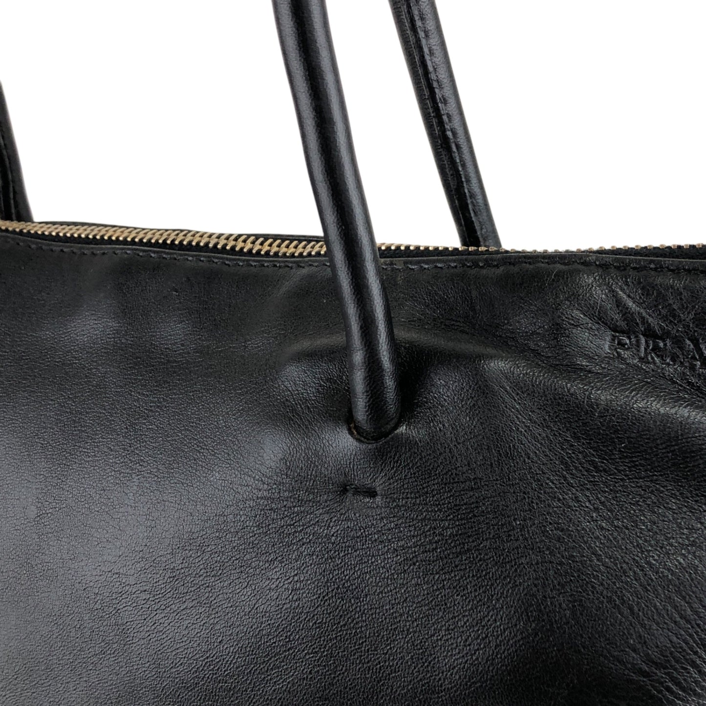PRADA Logo Embossed Totebag Black Vintage r7ii2c