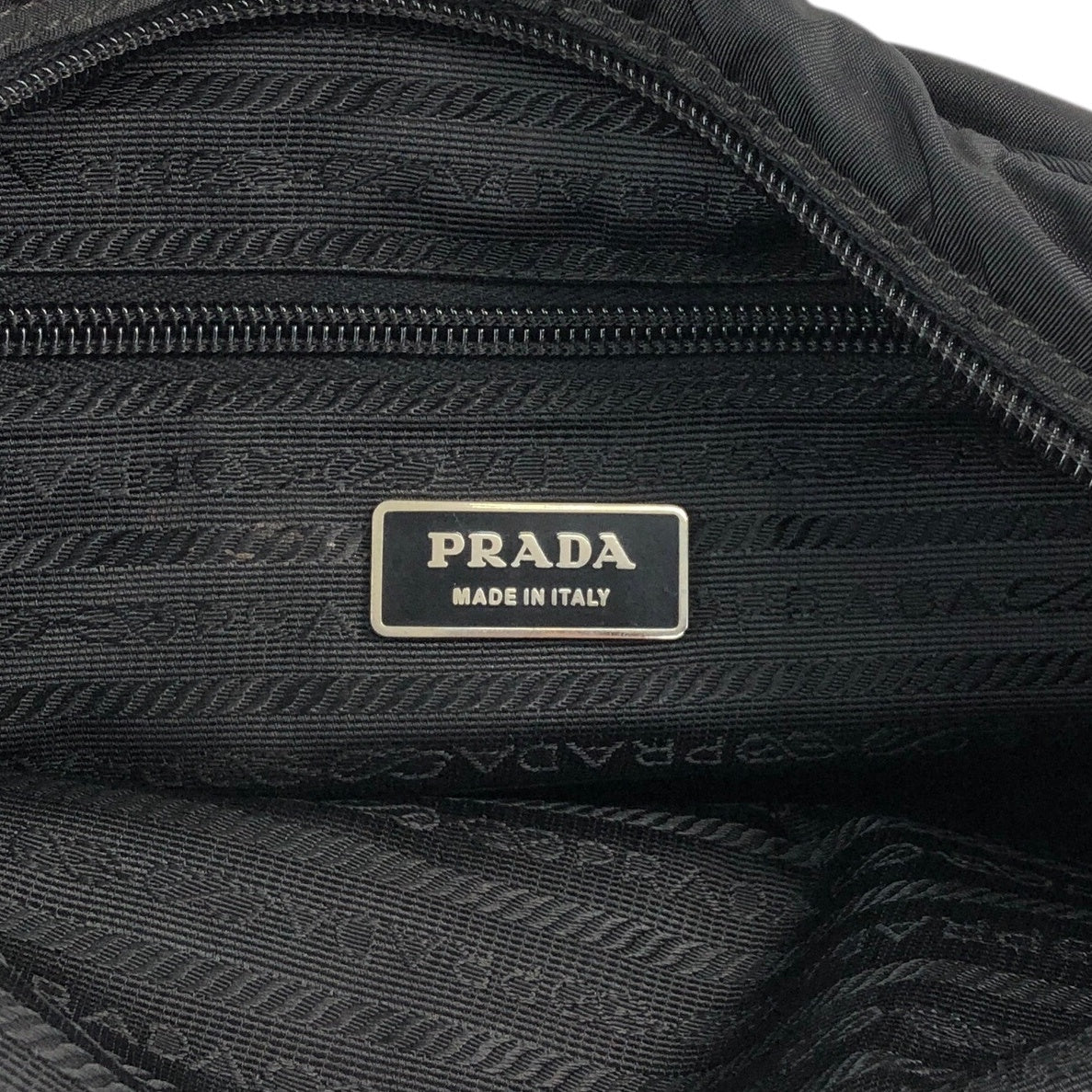 PRADA Tessuto Triangle Logo Shoulder bag Black Vintage bsftsu