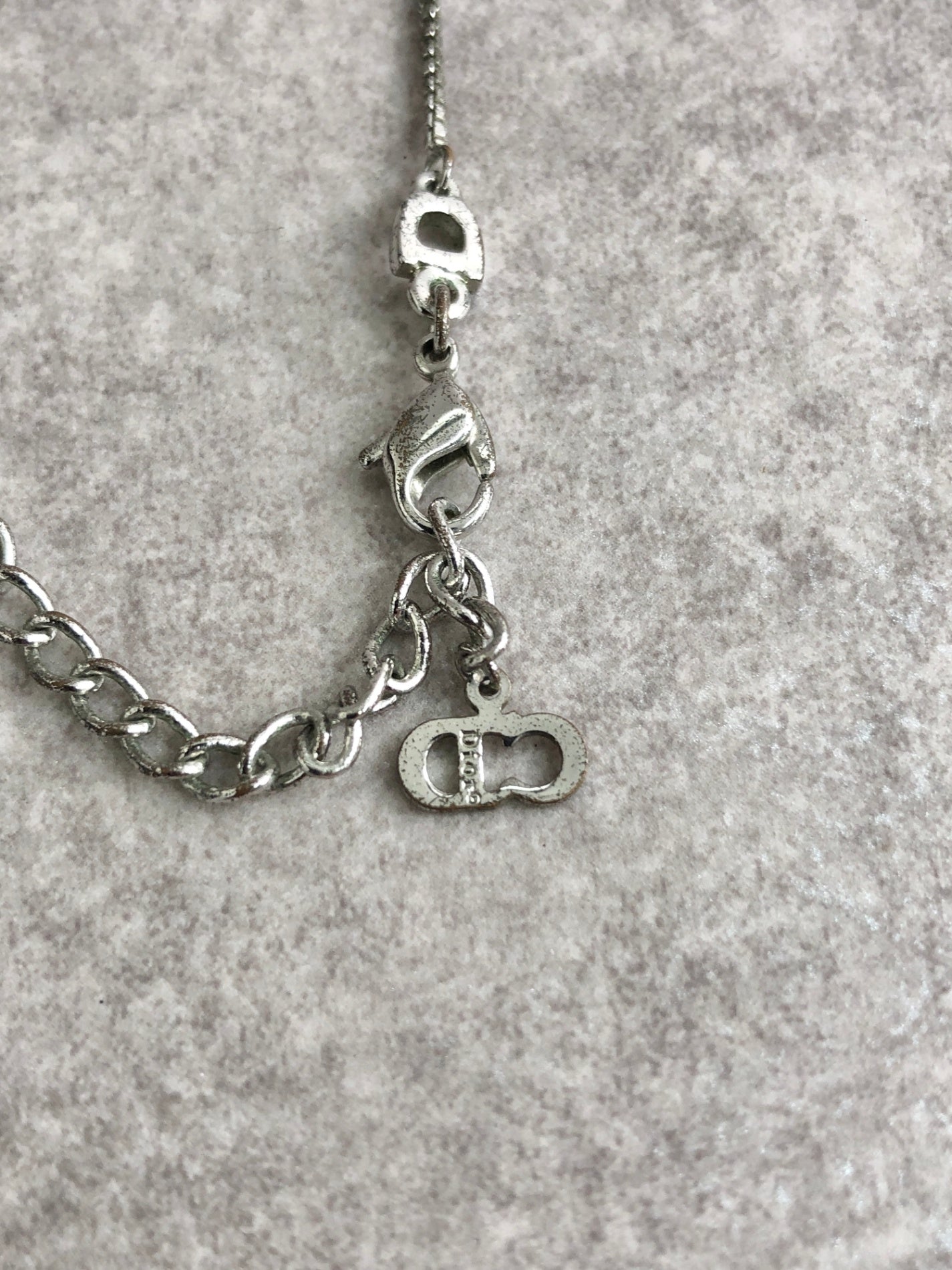 Christian Dior Star Motif Necklace Silver Vintage 37kear
