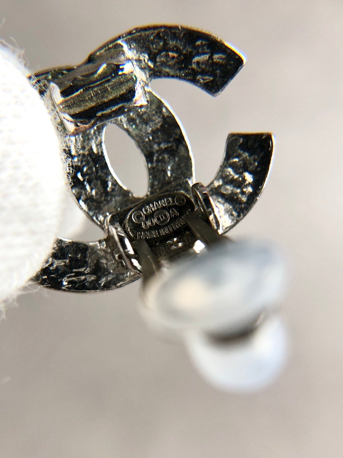 CHANEL Coco Mark Earrings Silver Vintage 68nrwn
