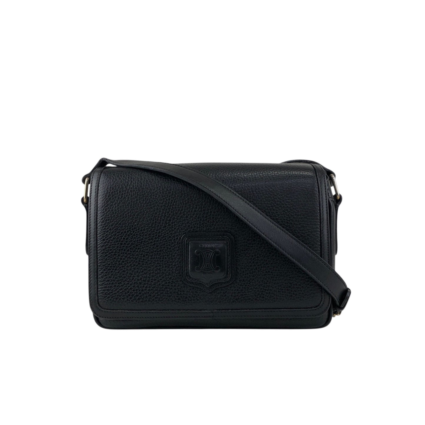 CELINE Blason Shoulder bag Black Vintage ted3ve