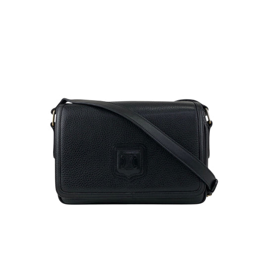 CELINE Blason Shoulder bag Black Vintage ted3ve
