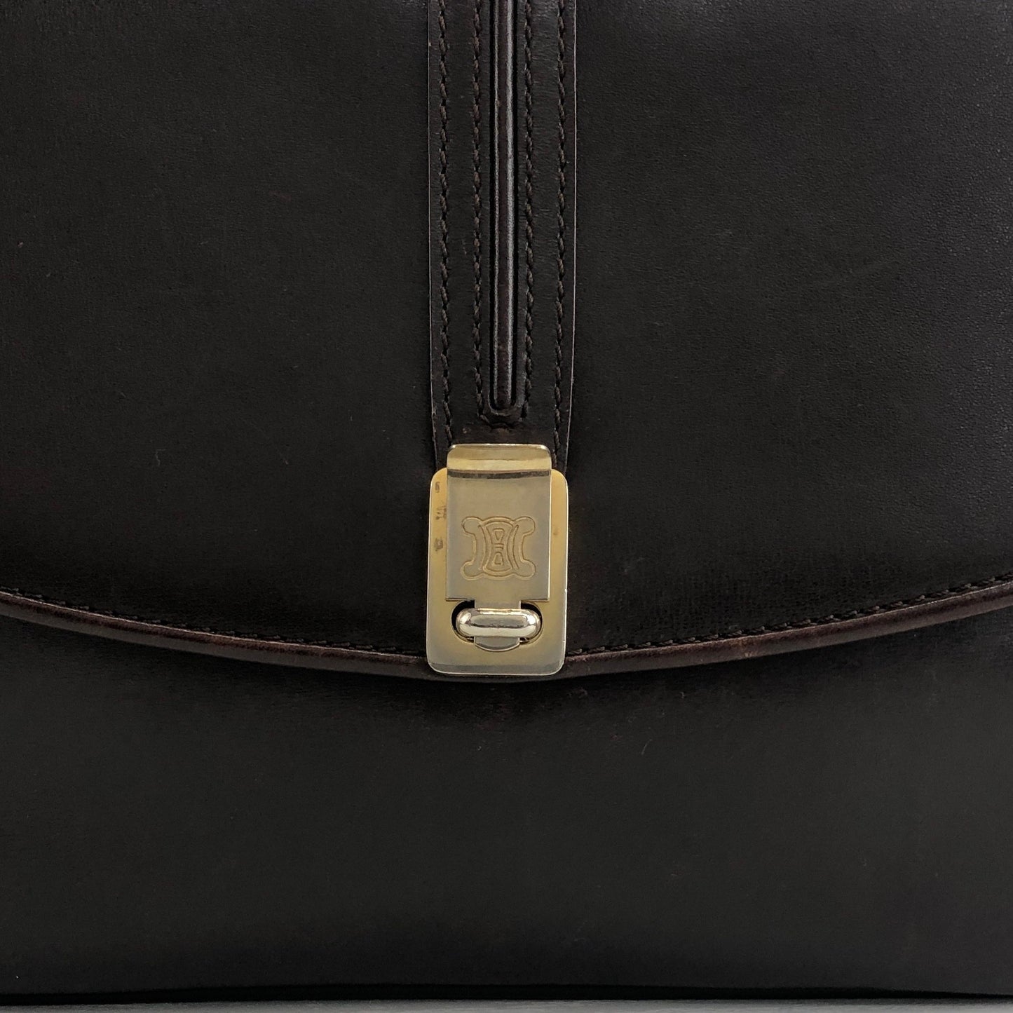 CELINE Logo Shoulder bag Brown Vintage wj4pws