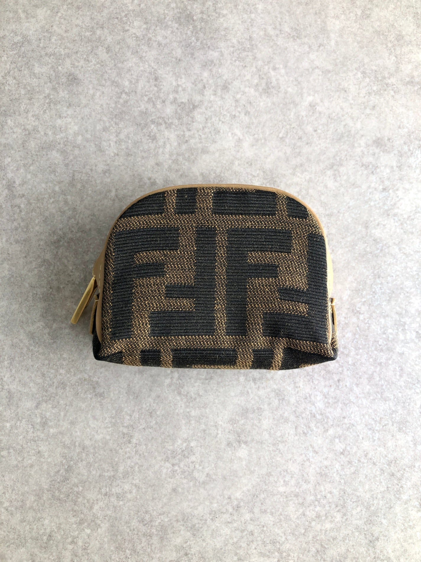 FENDI Zucca Pouch Brown Vintage 5xha2p