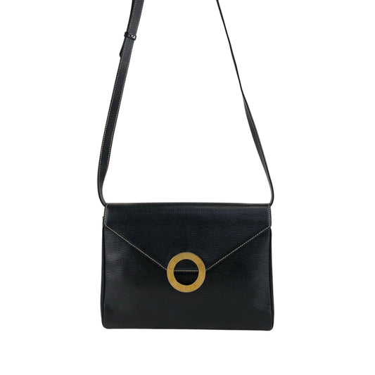 CELINE Circle Logo Shoulder bag Black Vintage 3sg788