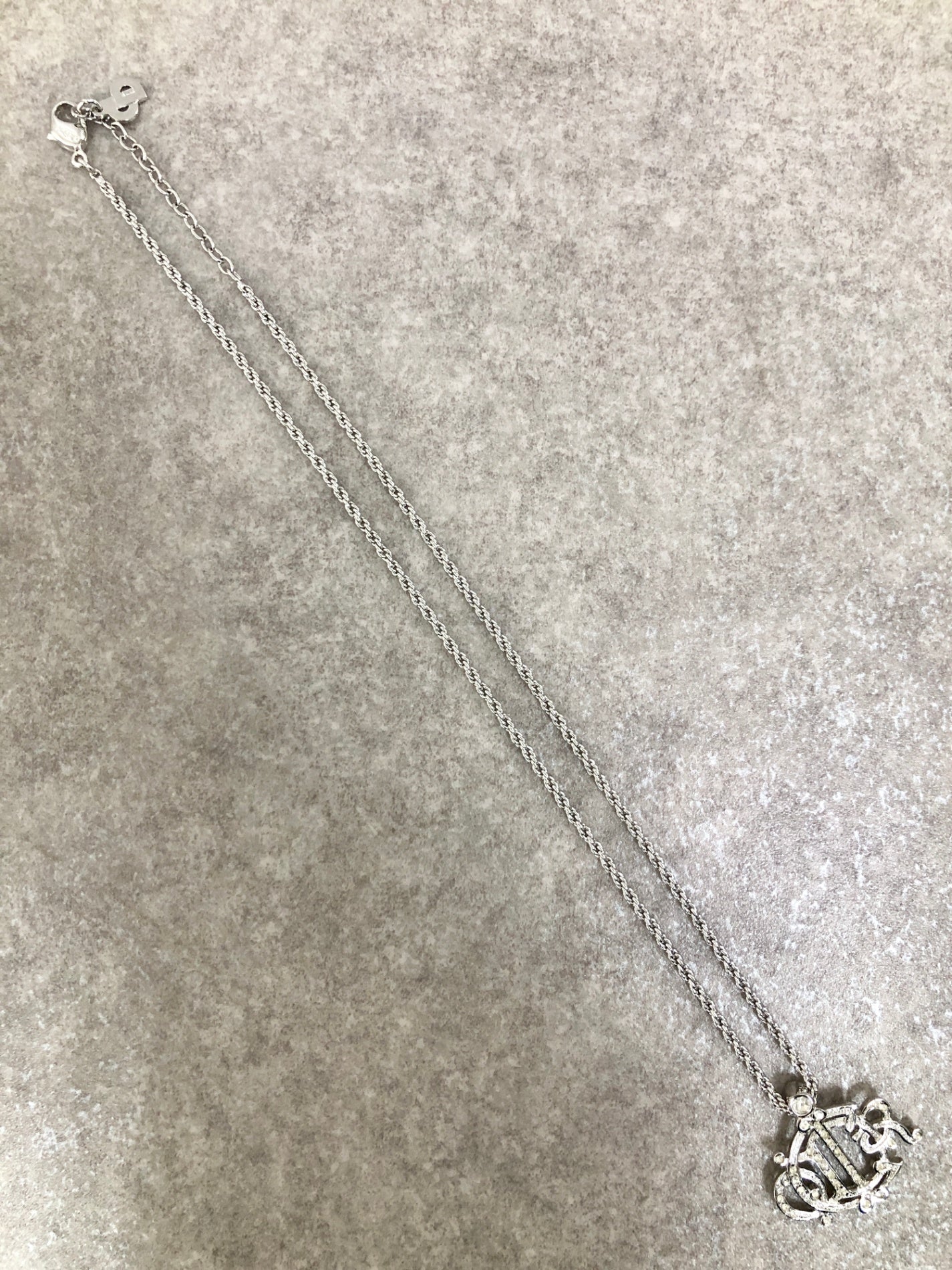Christian Dior Emblem Necklace Silver Vintage cdz3bm