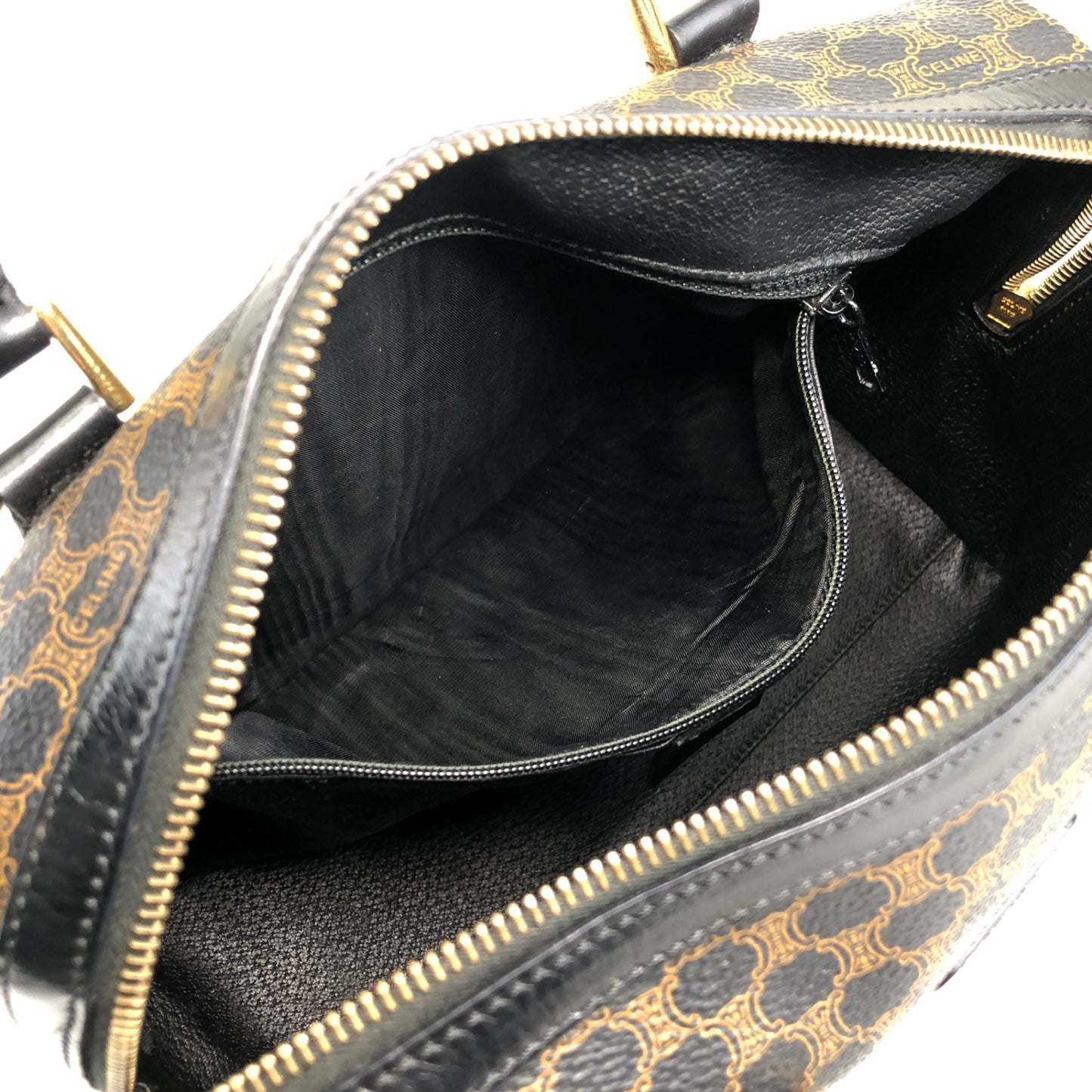 CELINE Macadam Blason Two-way Small Boston bag Shoulder bag Black Vintage wuxab4