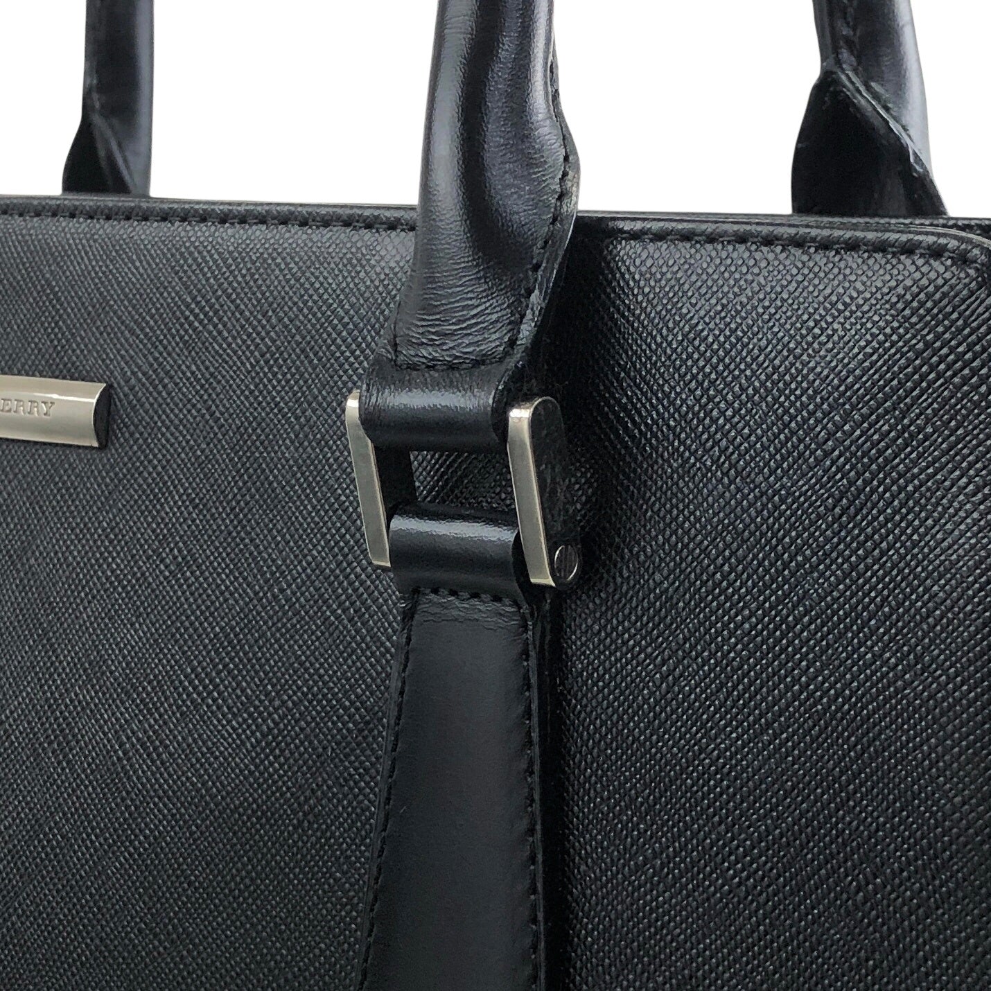 BURBERRY Logo Handbag Black Vintage jieesi