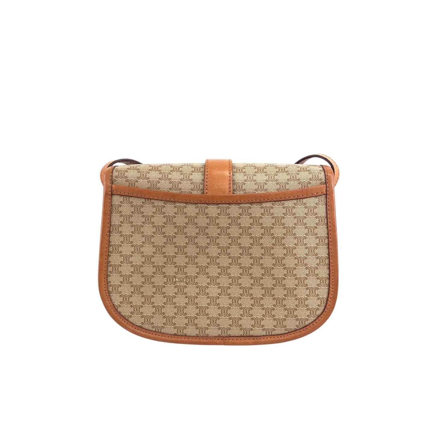 CELINE Macadam Front Buckle Shoulder bag Beige Vintage t3xmcc