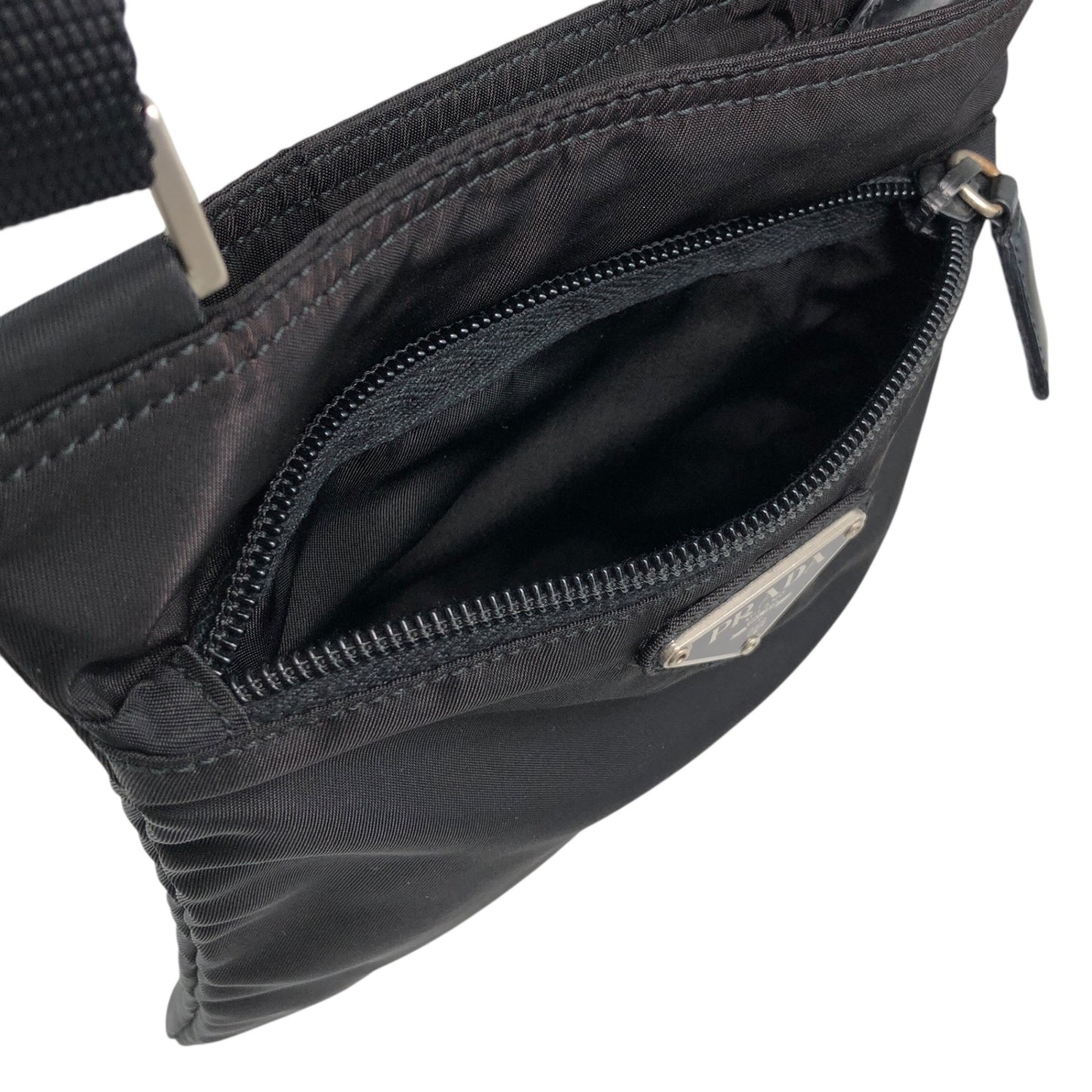 PRADA Tessuto Triangle Logo Shoulder bag Black Vintage upcrup