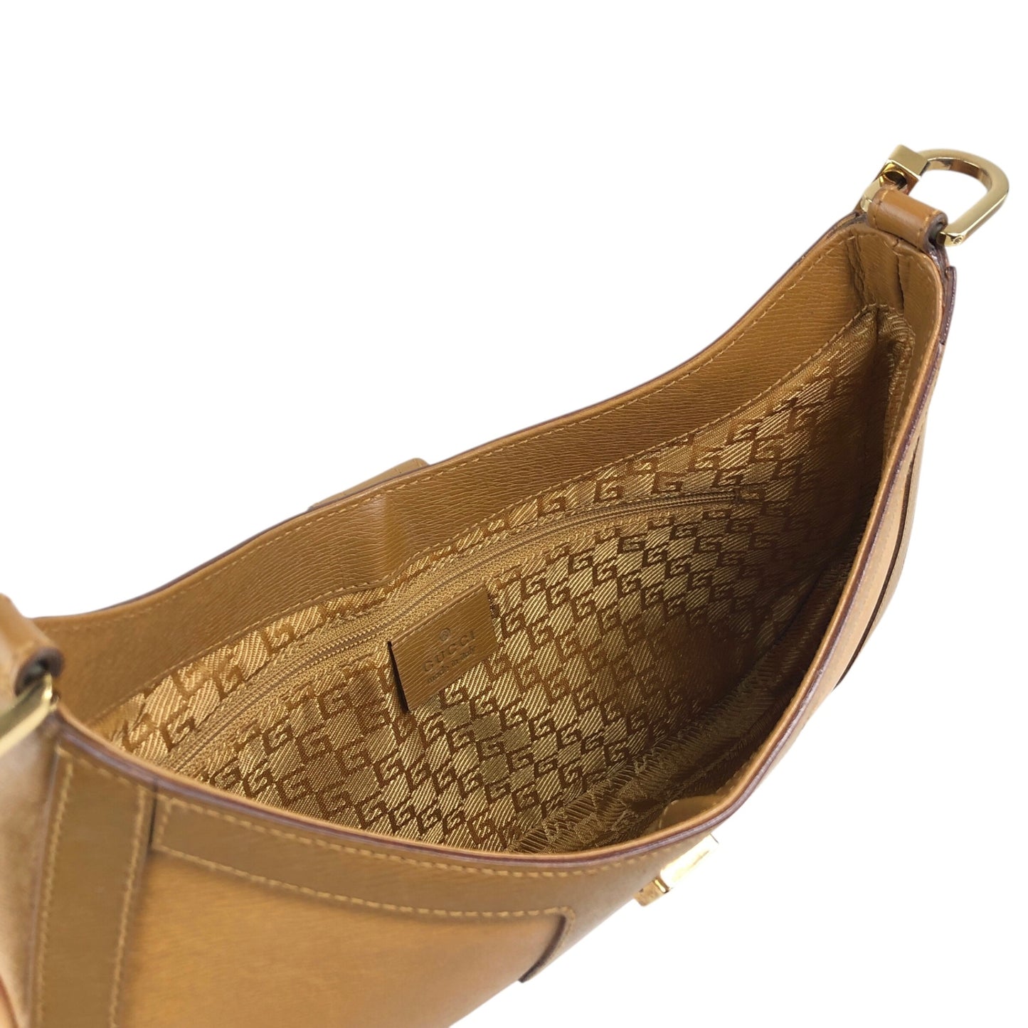 GUCCI Logo Buckle Shoulder bag Brown Vintage hry8in