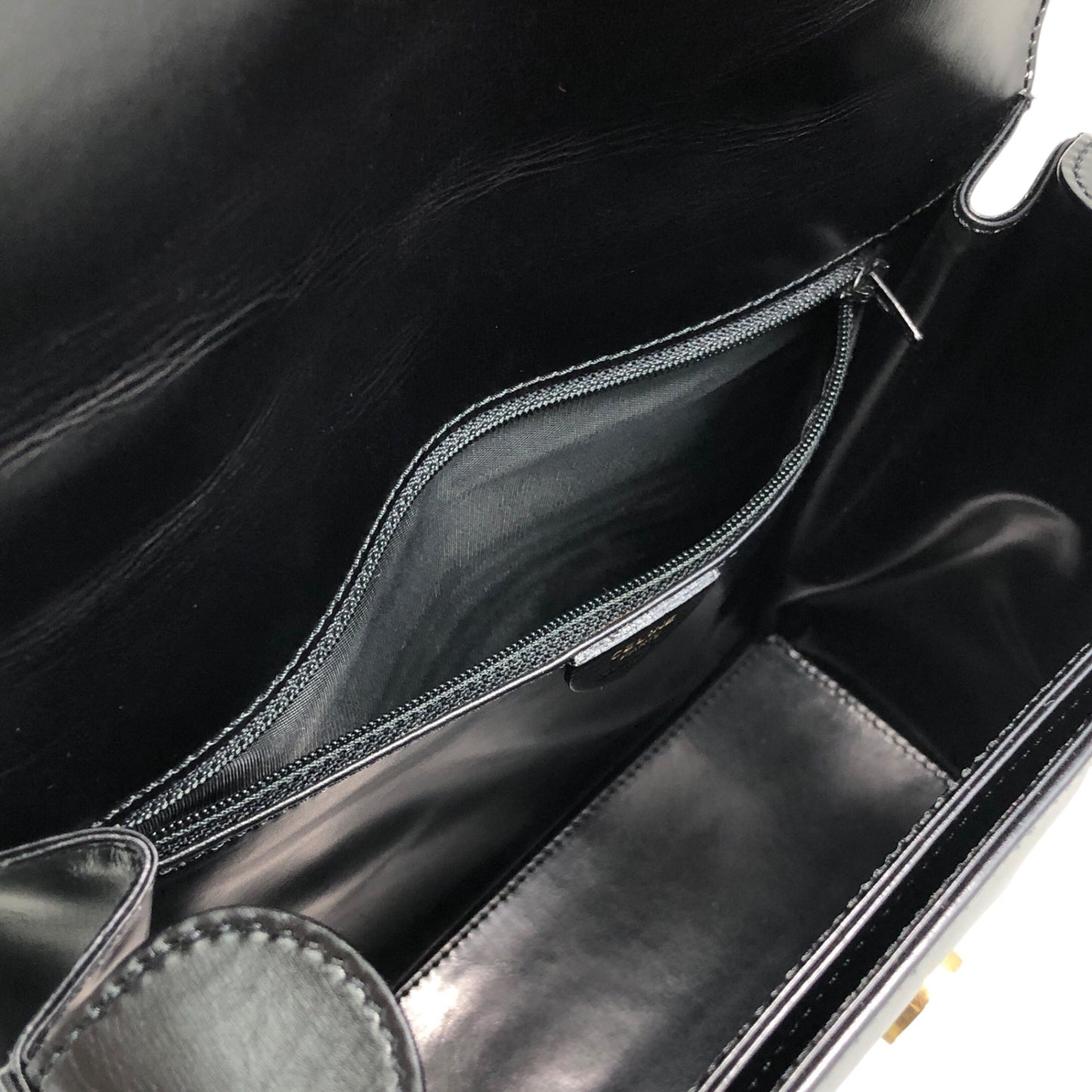 CELINE Horse Bit Top Handle Handbag Black Vintage zbgk75