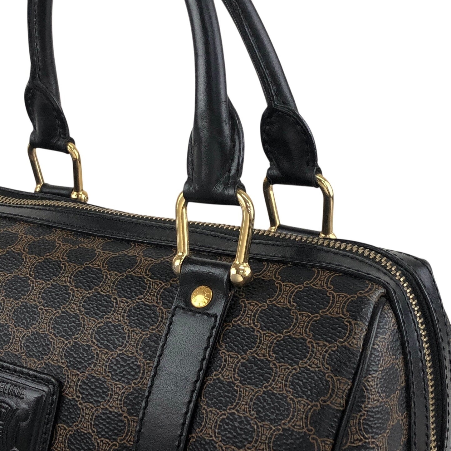 CELINE Macadam Blason Two-way Small Boston bag Shoulder bag Black Vintage k7b5zs