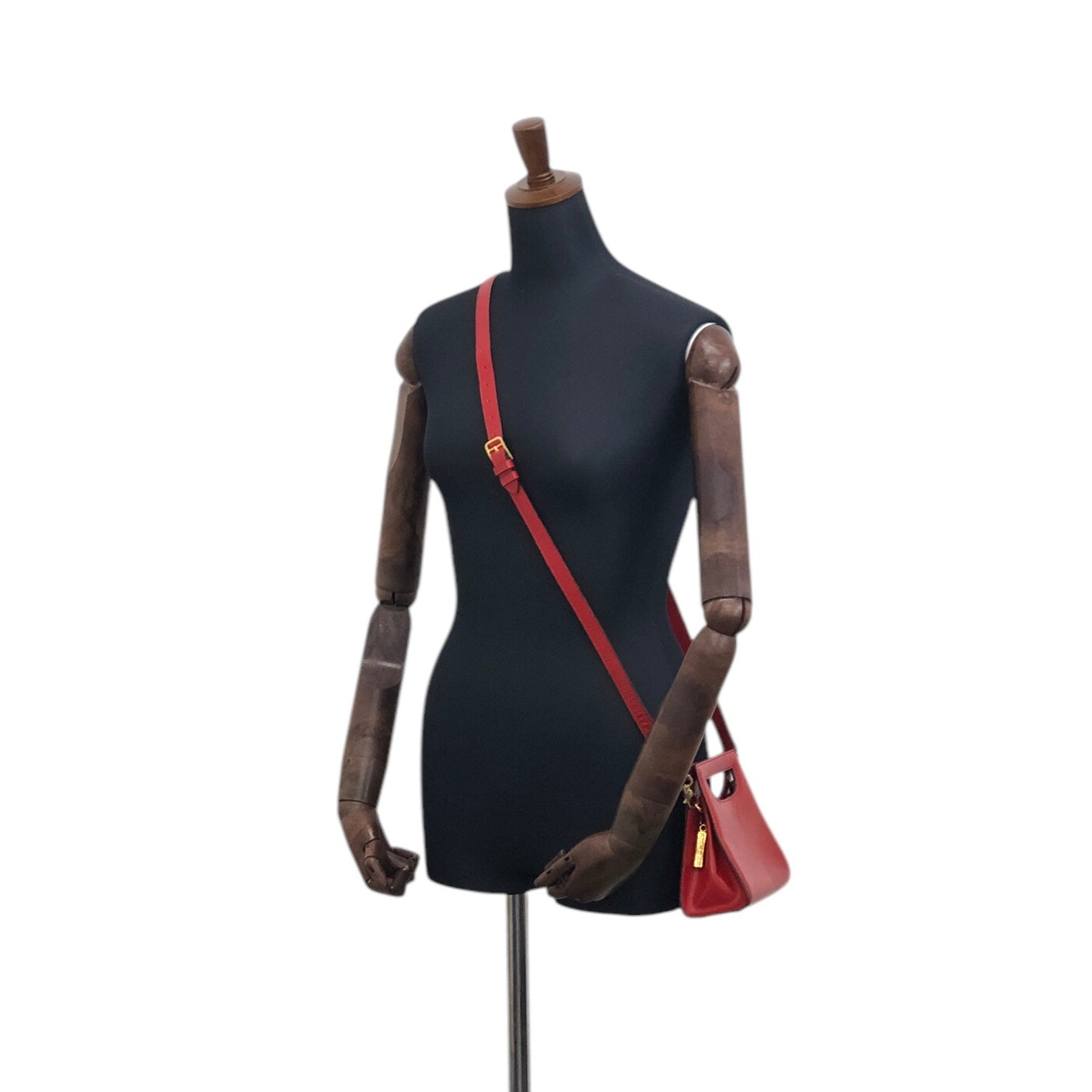 CELINE Two-way Handbag Shoulder bag Red Vintage 23vmug