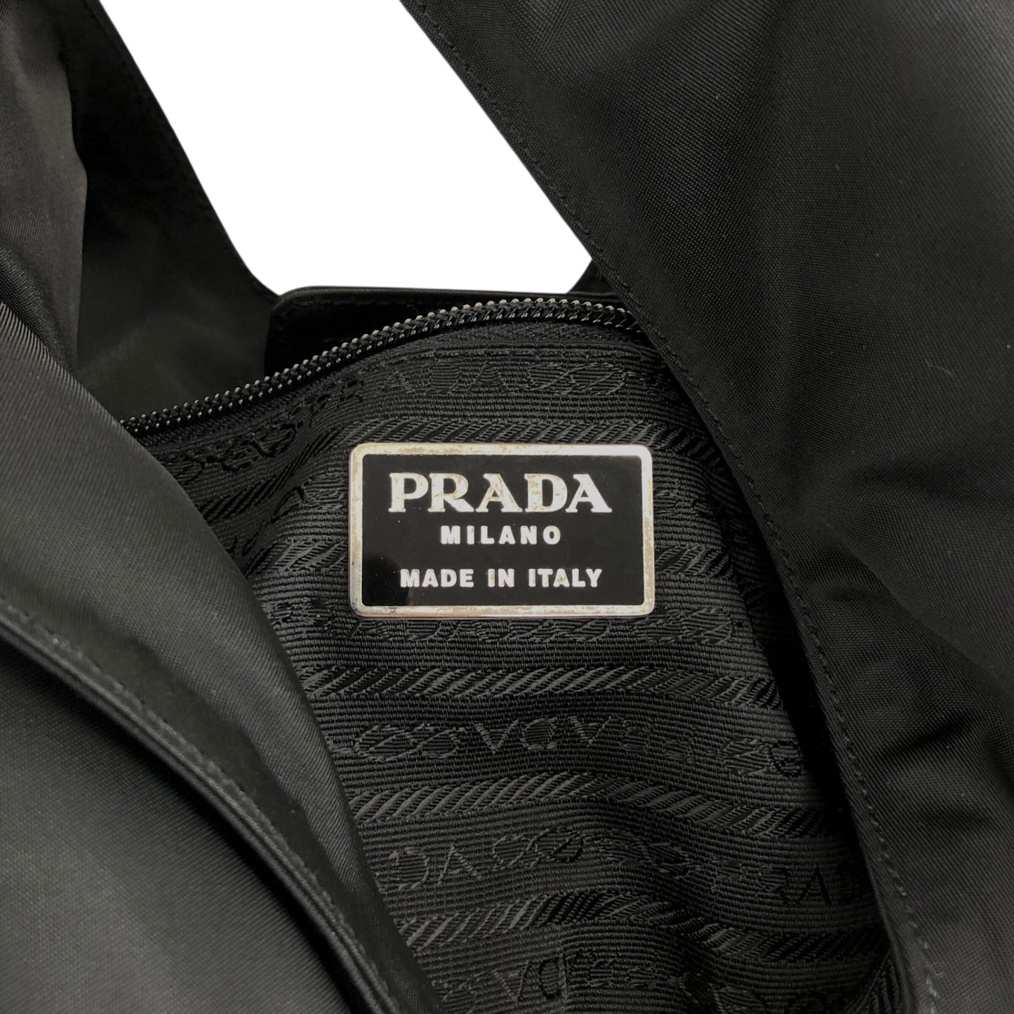PRADA Triangle Logo Shoulder bag Hobobag Black Vintage gjymbt