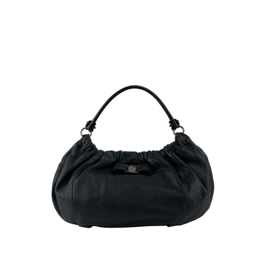 Salvatore Ferragamo Vala Ribbon Shoulder bag Hobobag Black Vintage bgm738