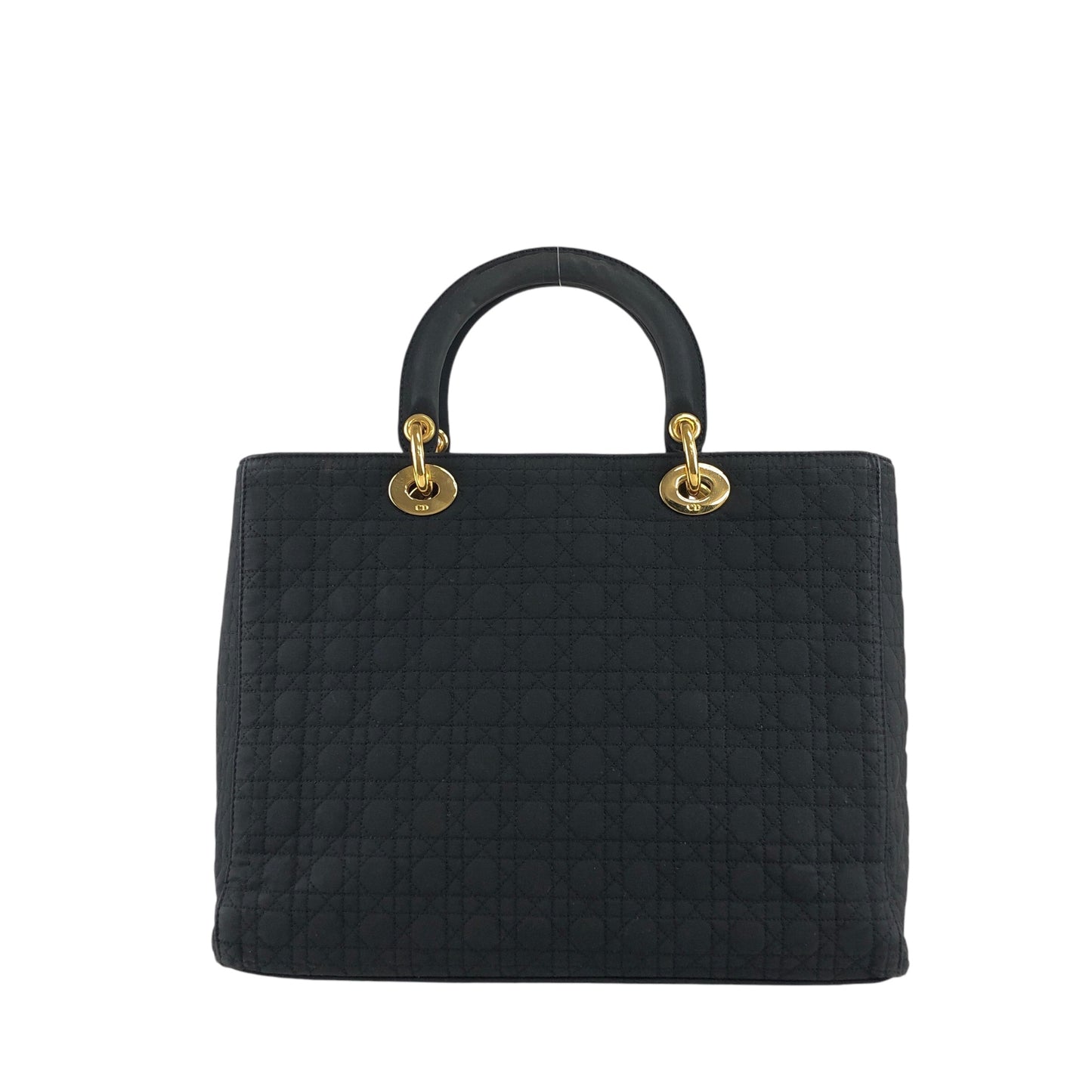 Christian Dior Cannage Logo Charm Handbag Black Vintage 2camf8