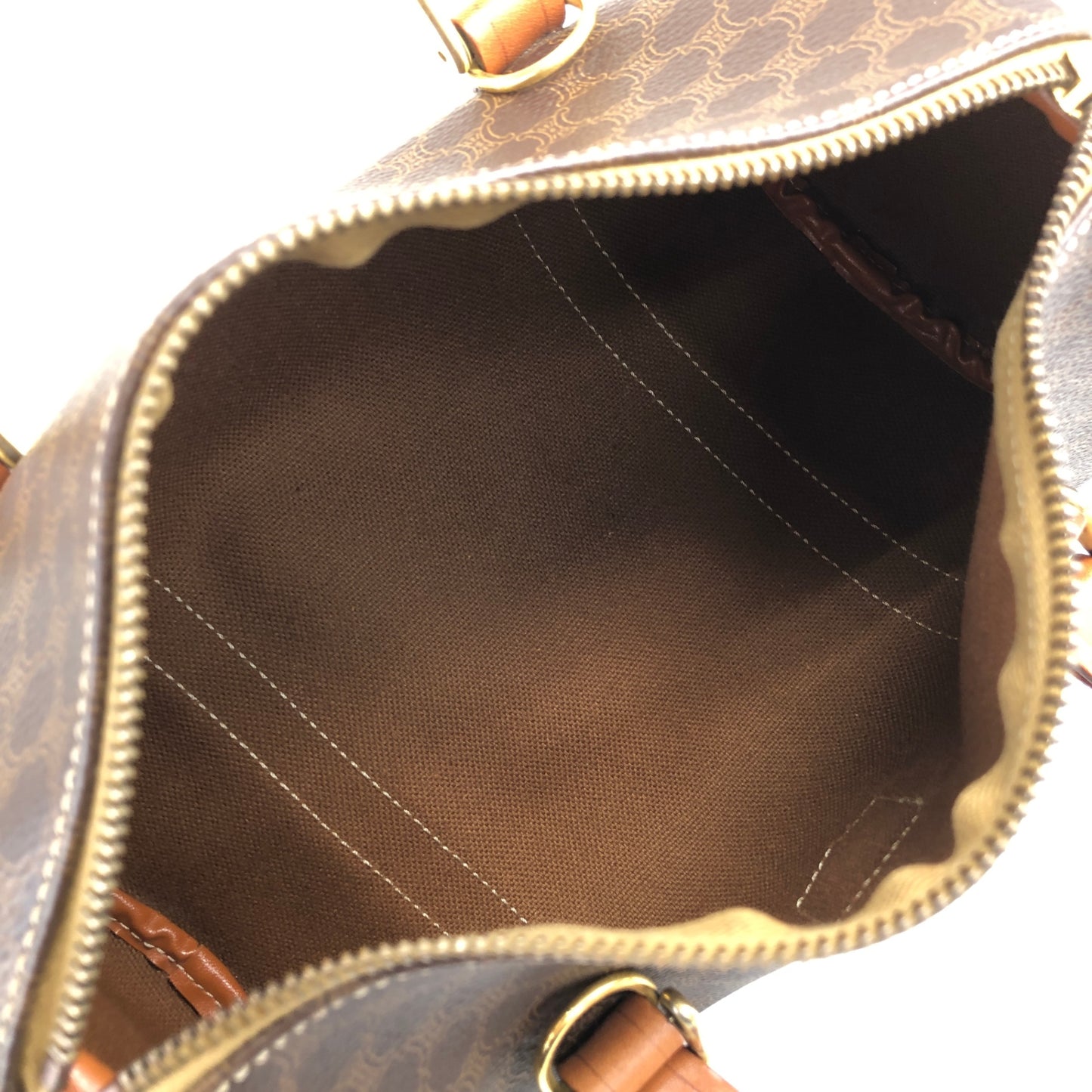 CELINE Macadam Blason Two-way Handbag Shoulder bag Brown Vintage tj3xfx