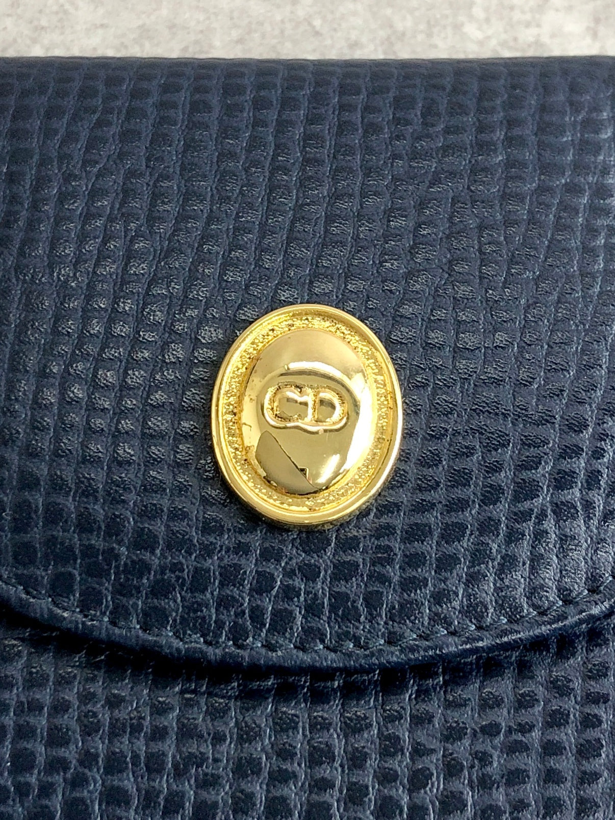 Christian Dior CD 標誌零錢包 海軍藍 復古 cai3si